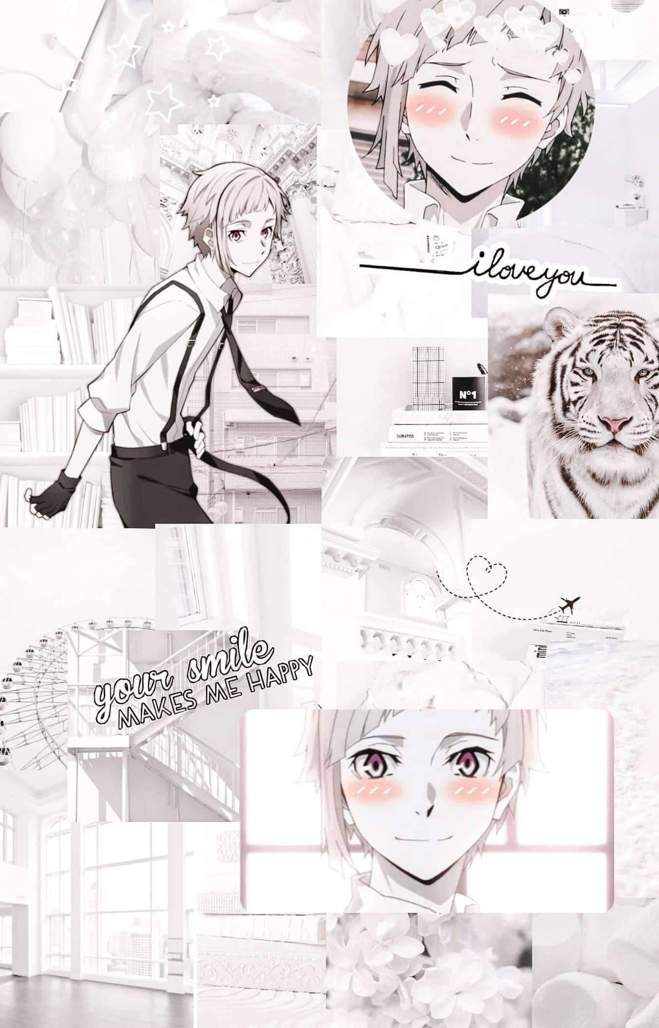 Atsushi Nakajima, vibrant city backdrop, monochrome collage, Full HD Phone Wallpaper