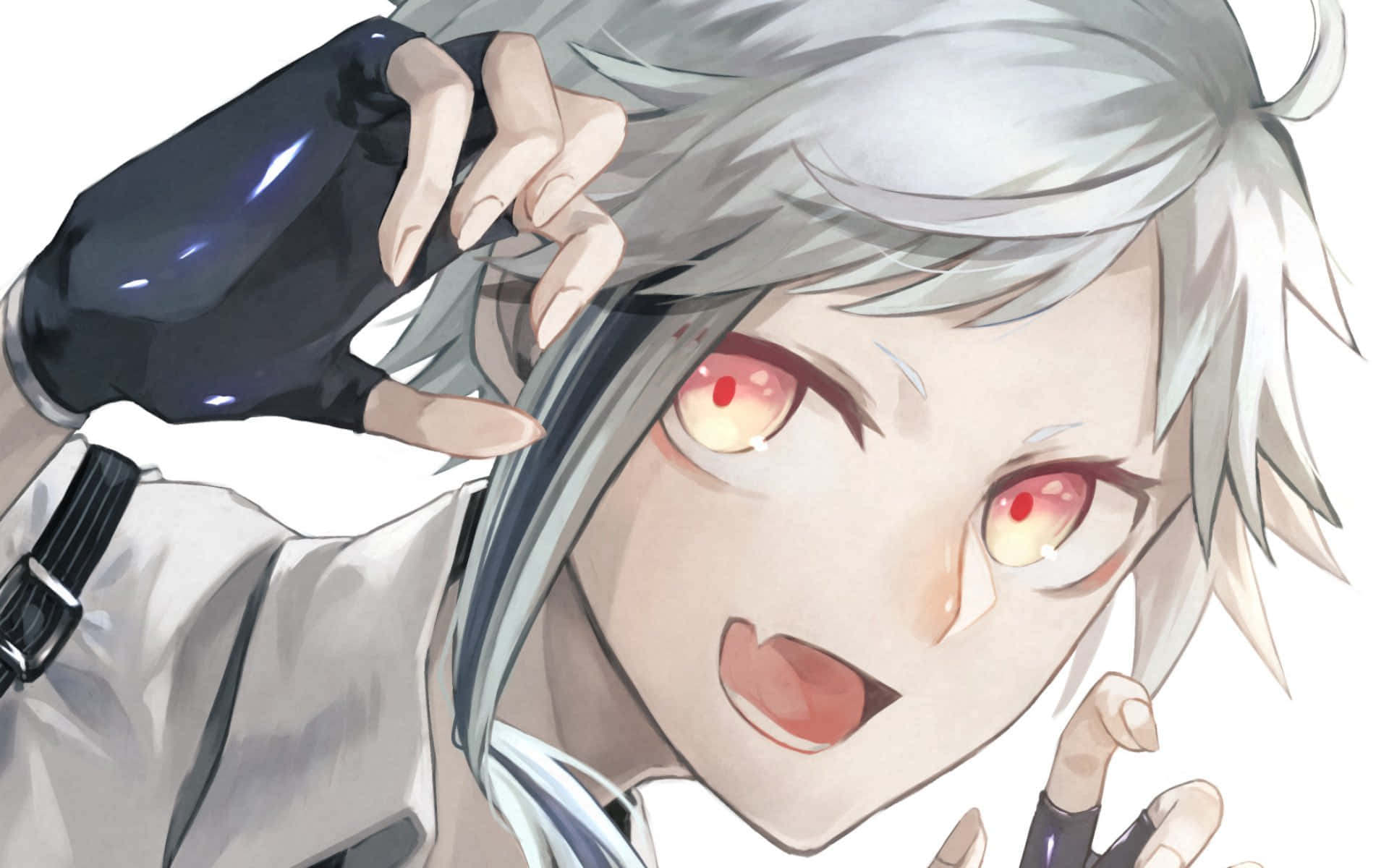Atsushi Nakajima, silver hair, glowing red eyes, Full HD Desktop Wallpaper