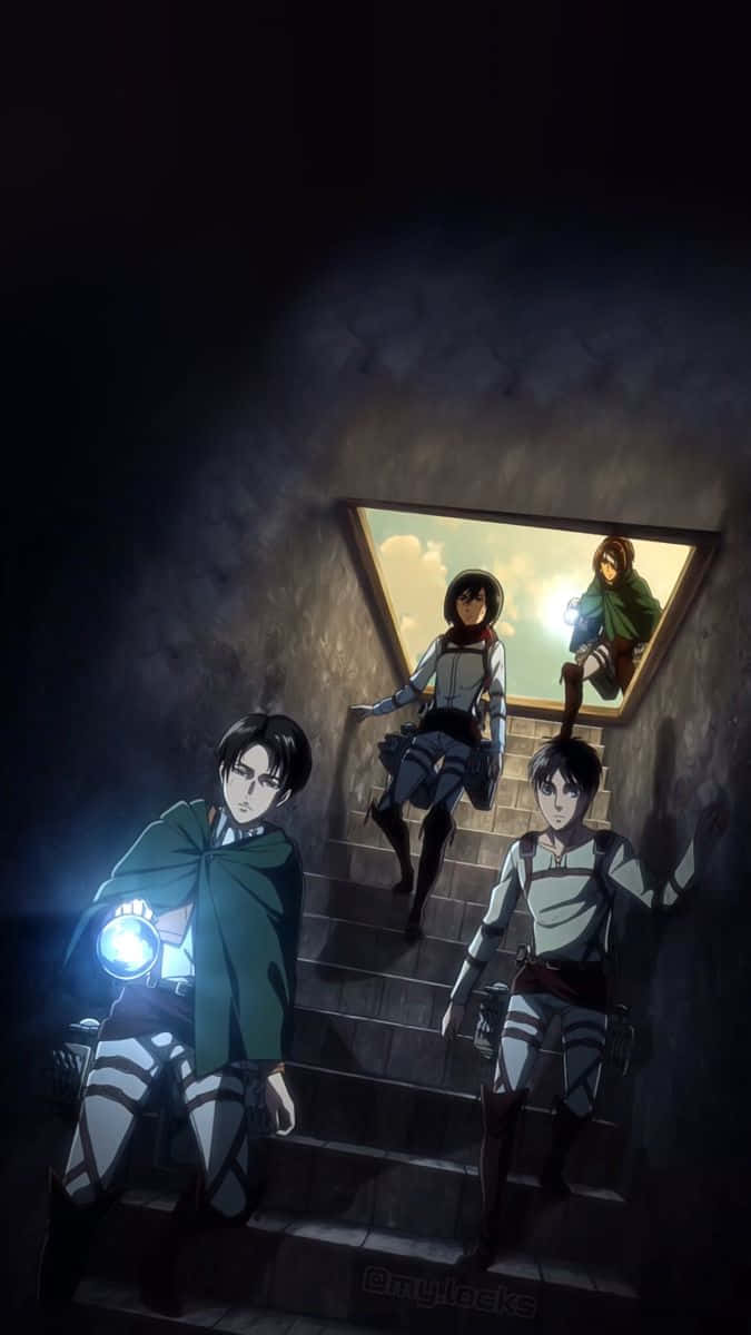 Attack On Titan Anime, gear, stone stairs, SD Phone Wallpaper
