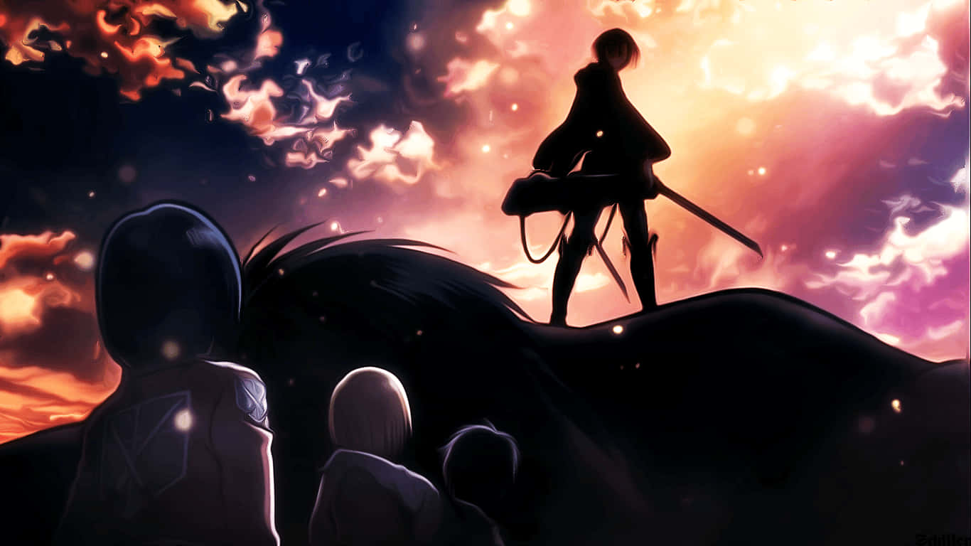 Attack On Titan Anime, dead giant, silhouetted anime warriors, HD Desktop Wallpaper