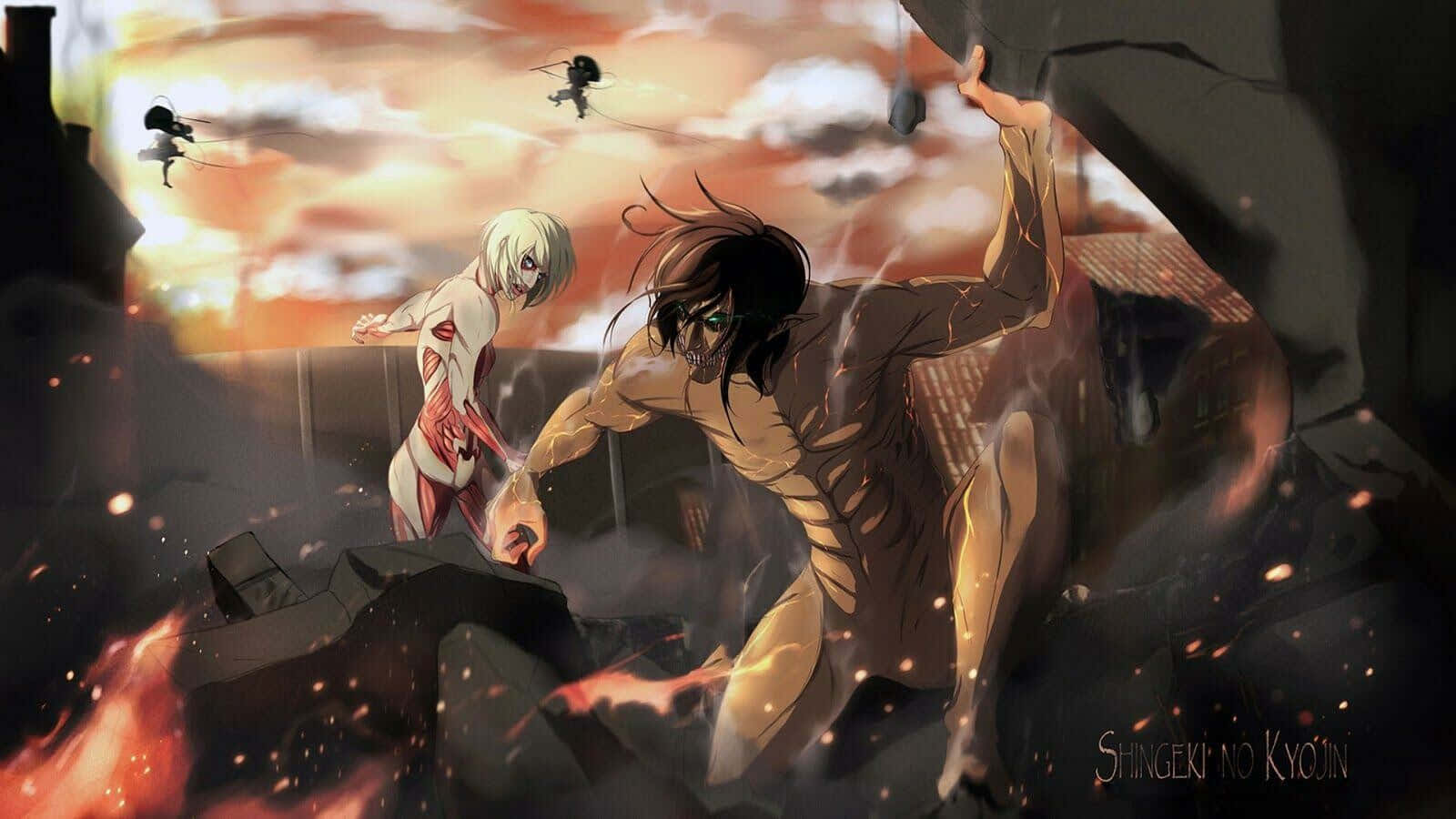 Attack On Titan Anime, female giant, giant humanoid figures, HD Desktop Wallpaper