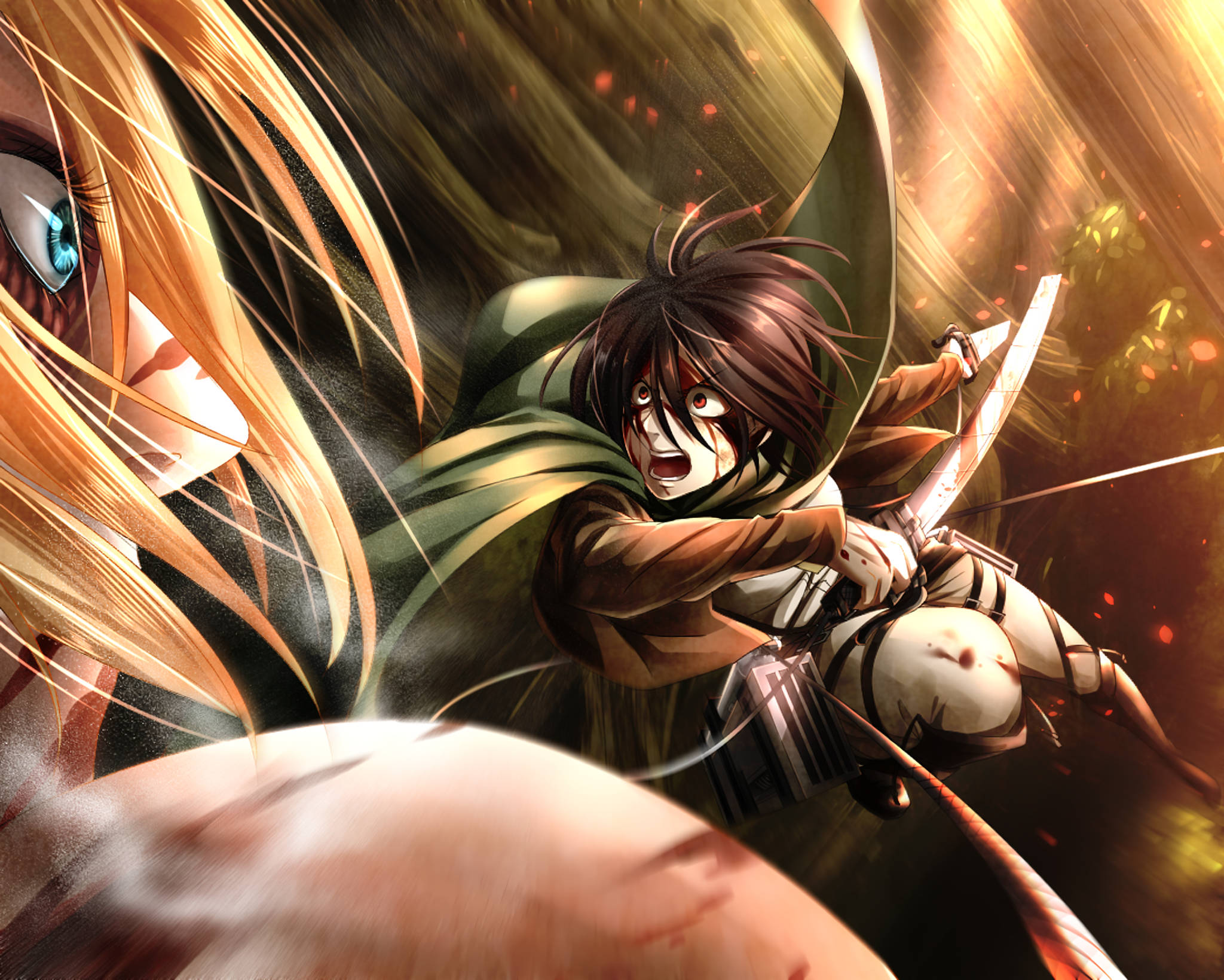 Attack On Titan PC, bleeding eyes, warrior, Full HD Desktop Wallpaper