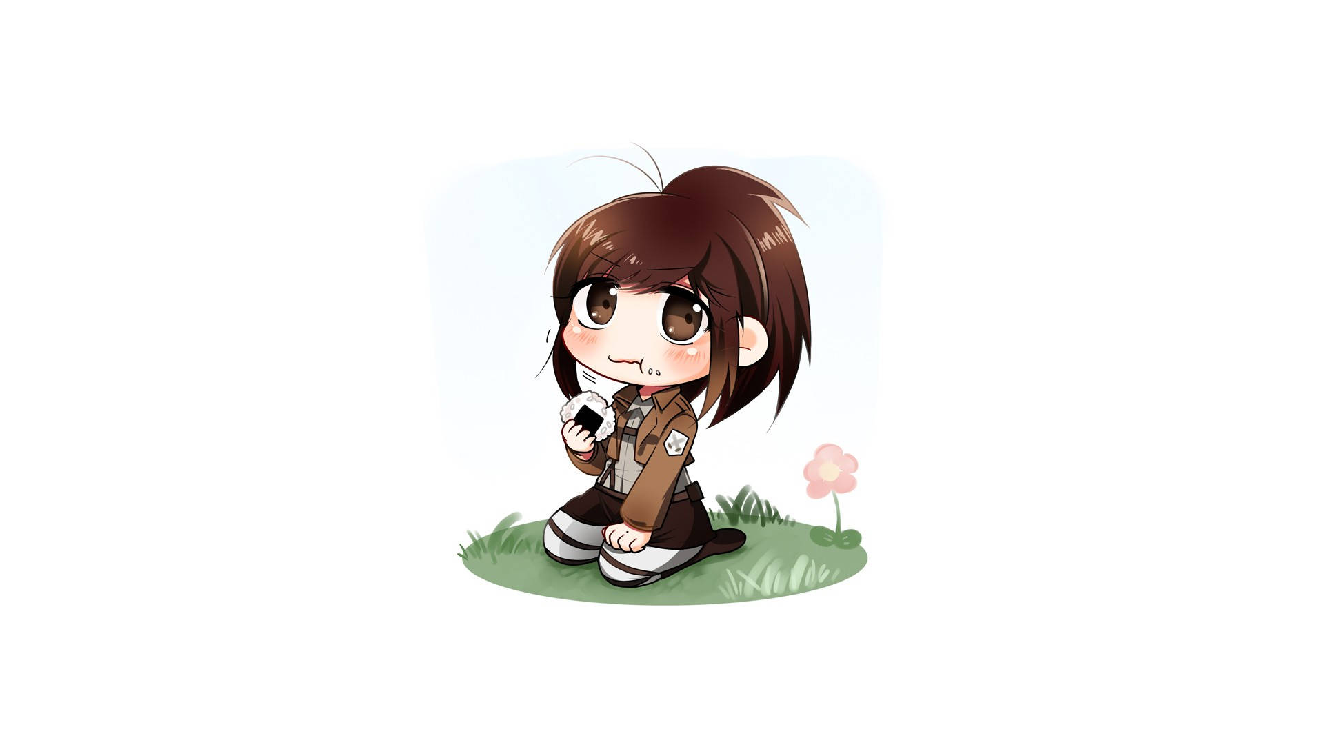 Attack On Titan PC, chibi anime girl, brown uniform, Full HD Desktop Wallpaper