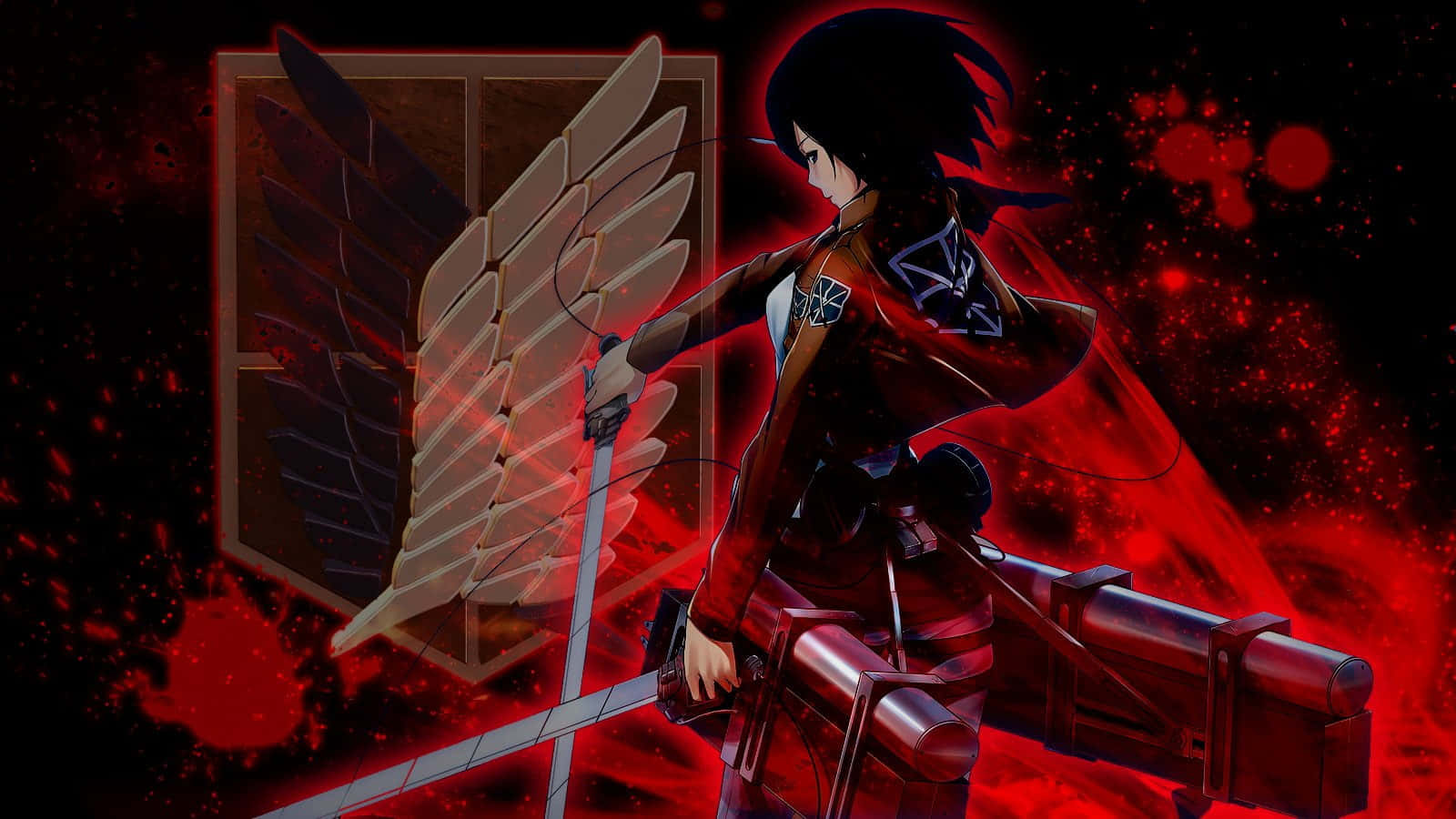 Attack on Titan, black hair, sword, HD Desktop Wallpaper