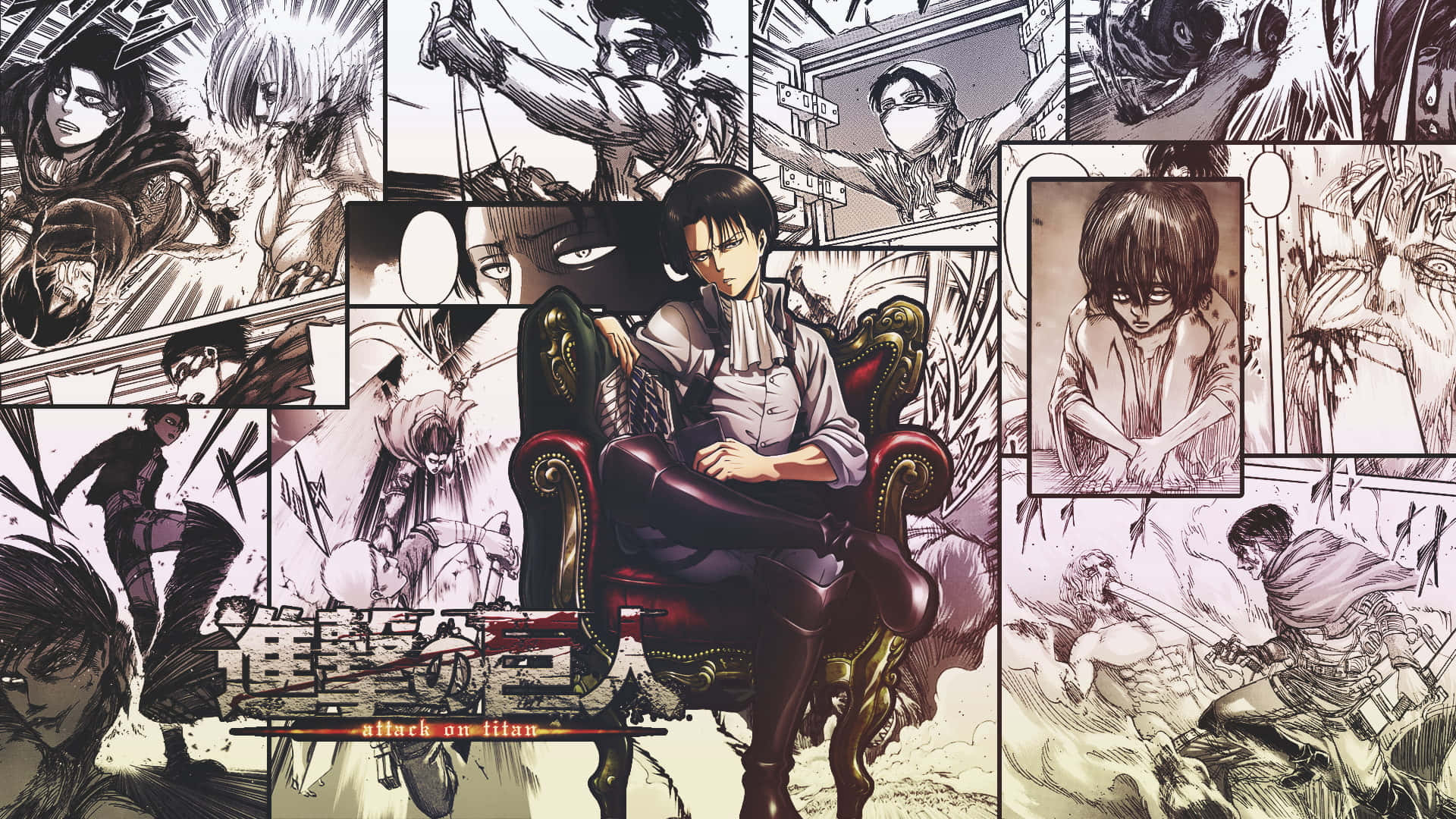 Attack on Titan, manga collage, intense battle scenes, Full HD Desktop Wallpaper
