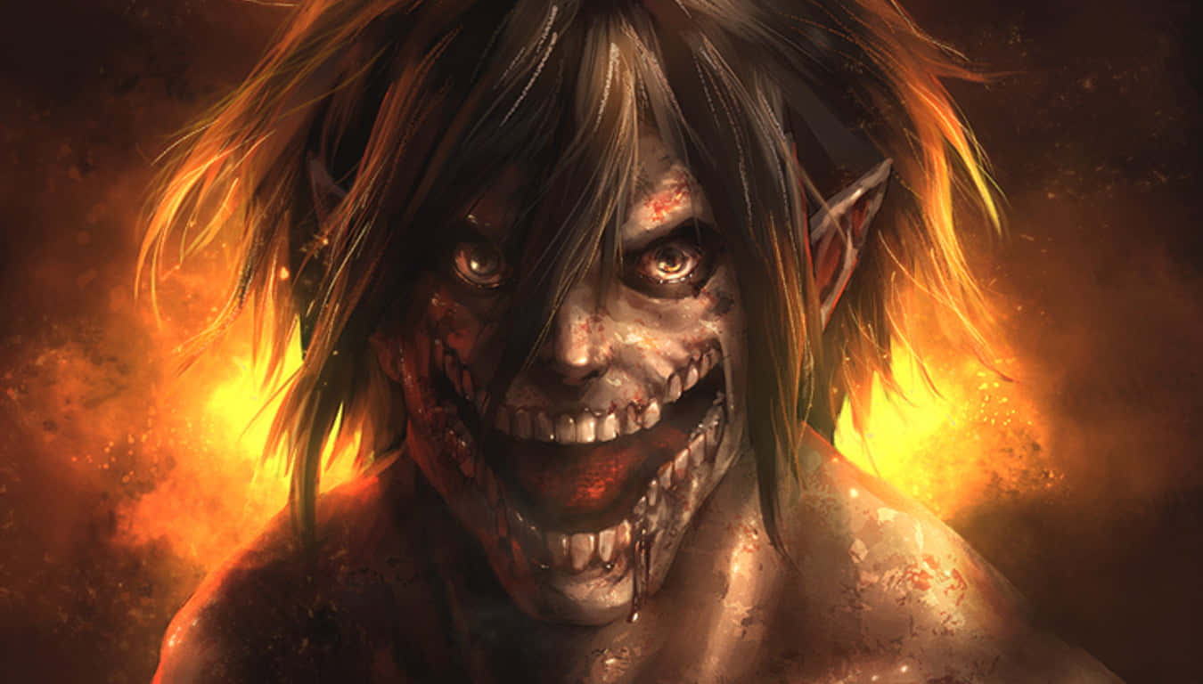 Attack On Titan, anime titan, bloodied grin, HD Desktop Wallpaper