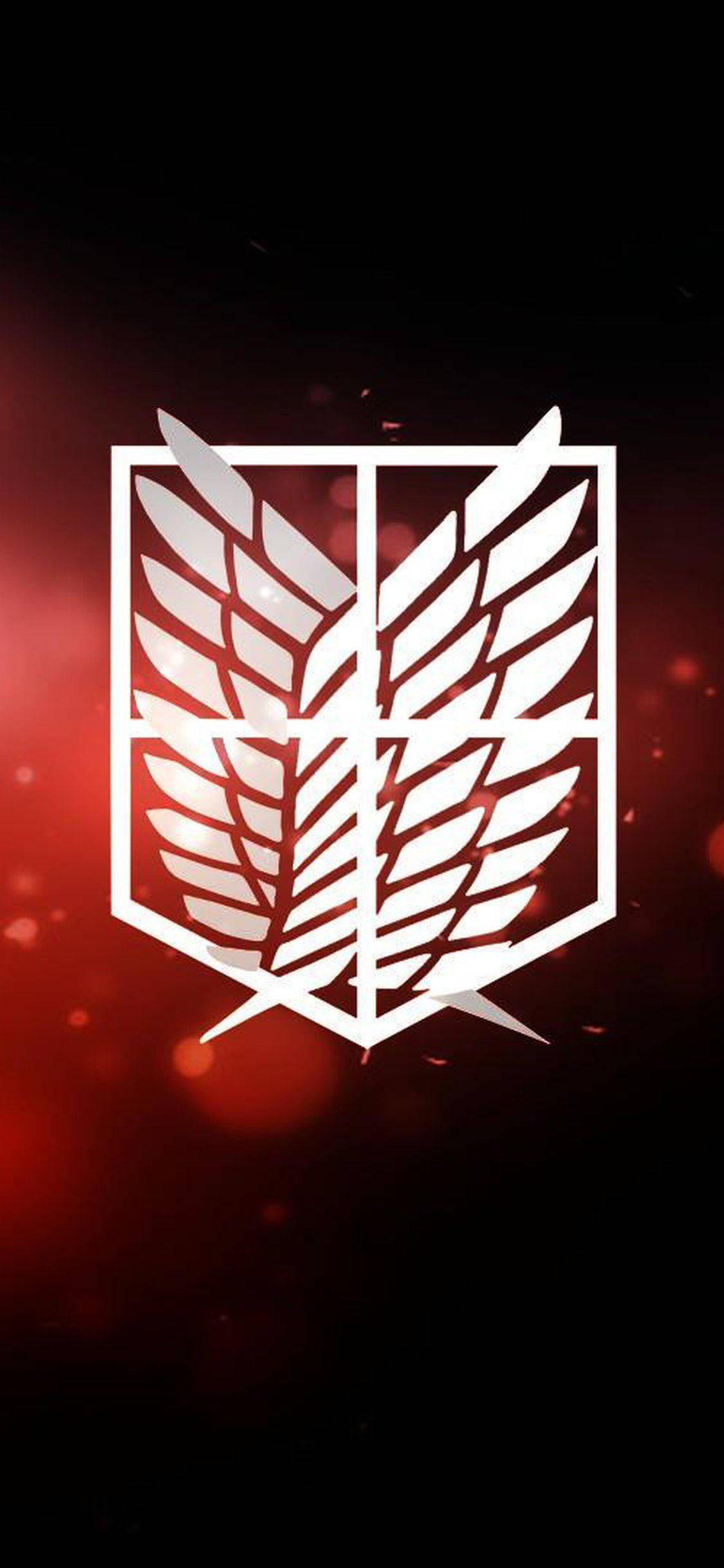 Attack On Titan, black red, glowing white emblem, Full HD Phone Wallpaper