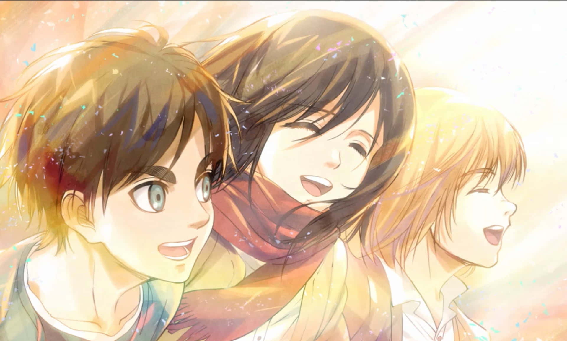 Attack On Titan Season 1, anime characters, golden light, Full HD Desktop Wallpaper
