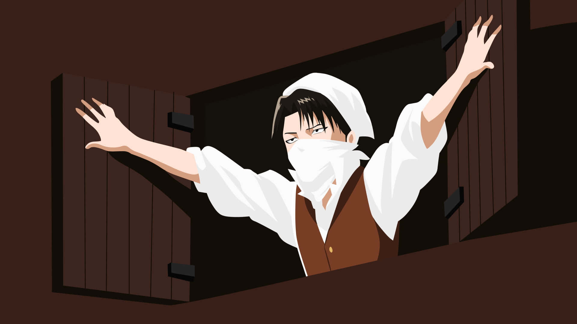 Attack On Titan Season 1, white and brown clothing, dark wooden window, Full HD Desktop Wallpaper