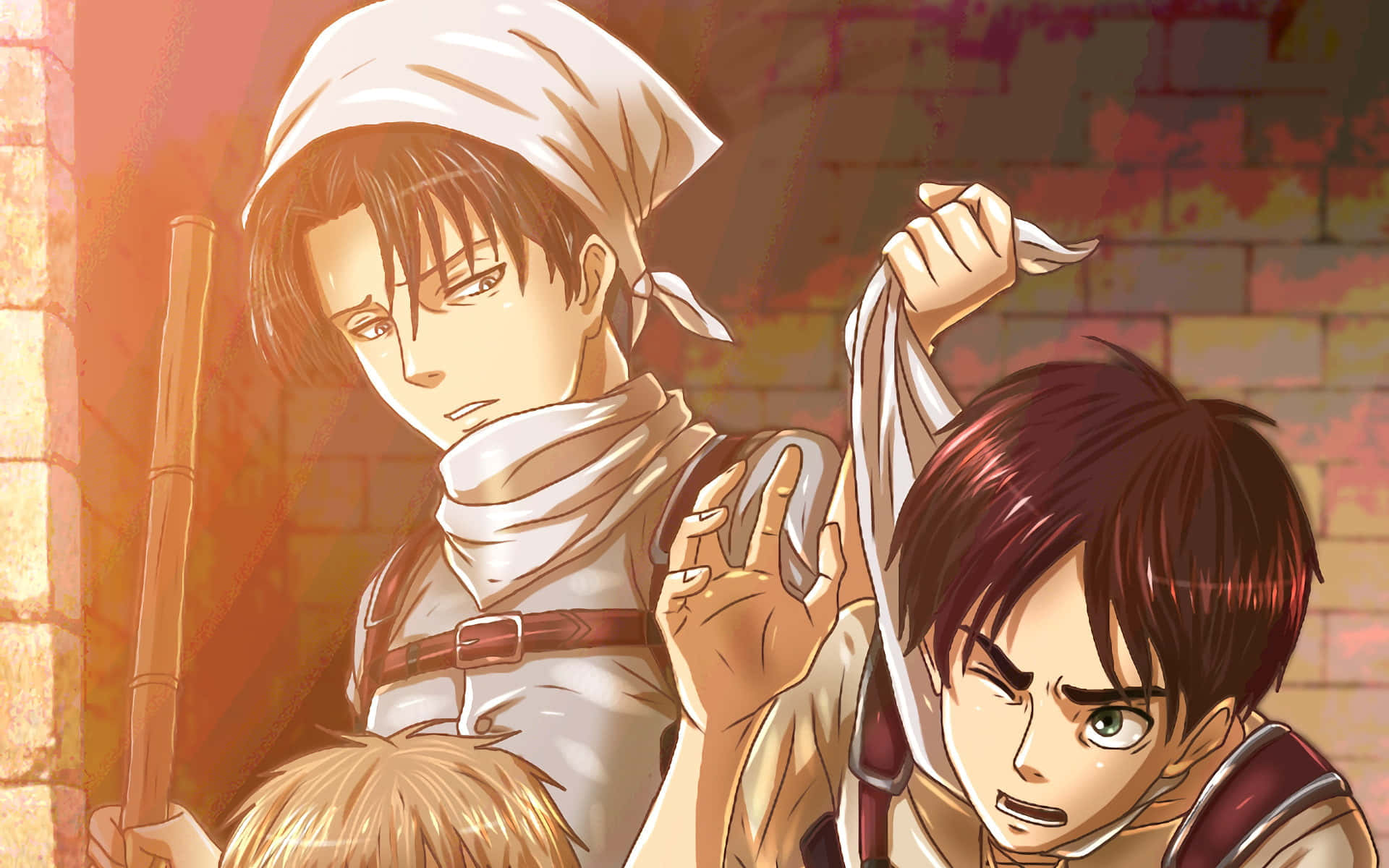 Attack On Titan Season 1, anime characters, white head coverings, Full HD Desktop Wallpaper