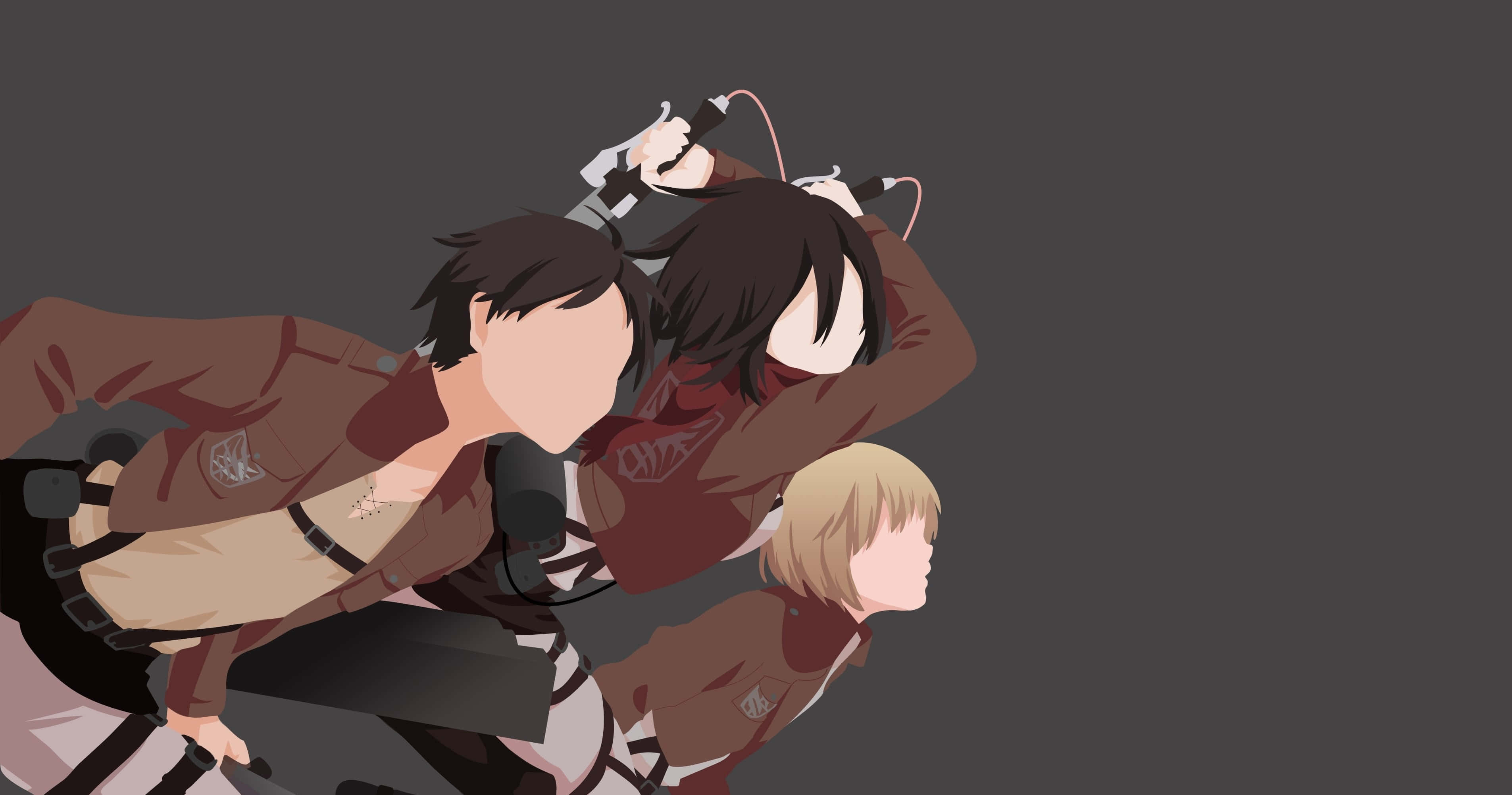 Attack On Titan Season 1, brown uniforms, anime characters, 2K Desktop Wallpaper