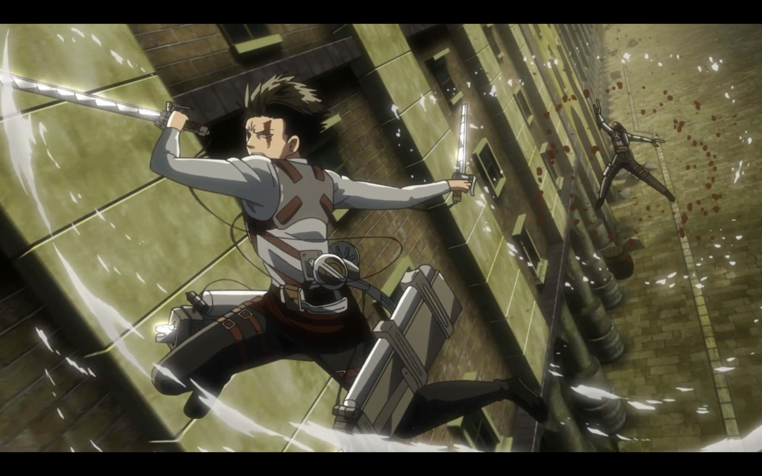 Attack On Titan Season 3, cityscape, swords drawn, 2K Desktop Wallpaper