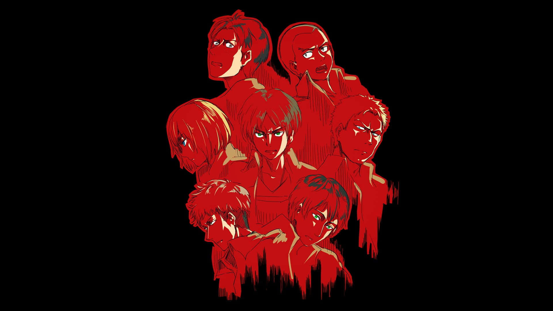 Attack On Titan Season 2, red tones, black background, Full HD Desktop Wallpaper