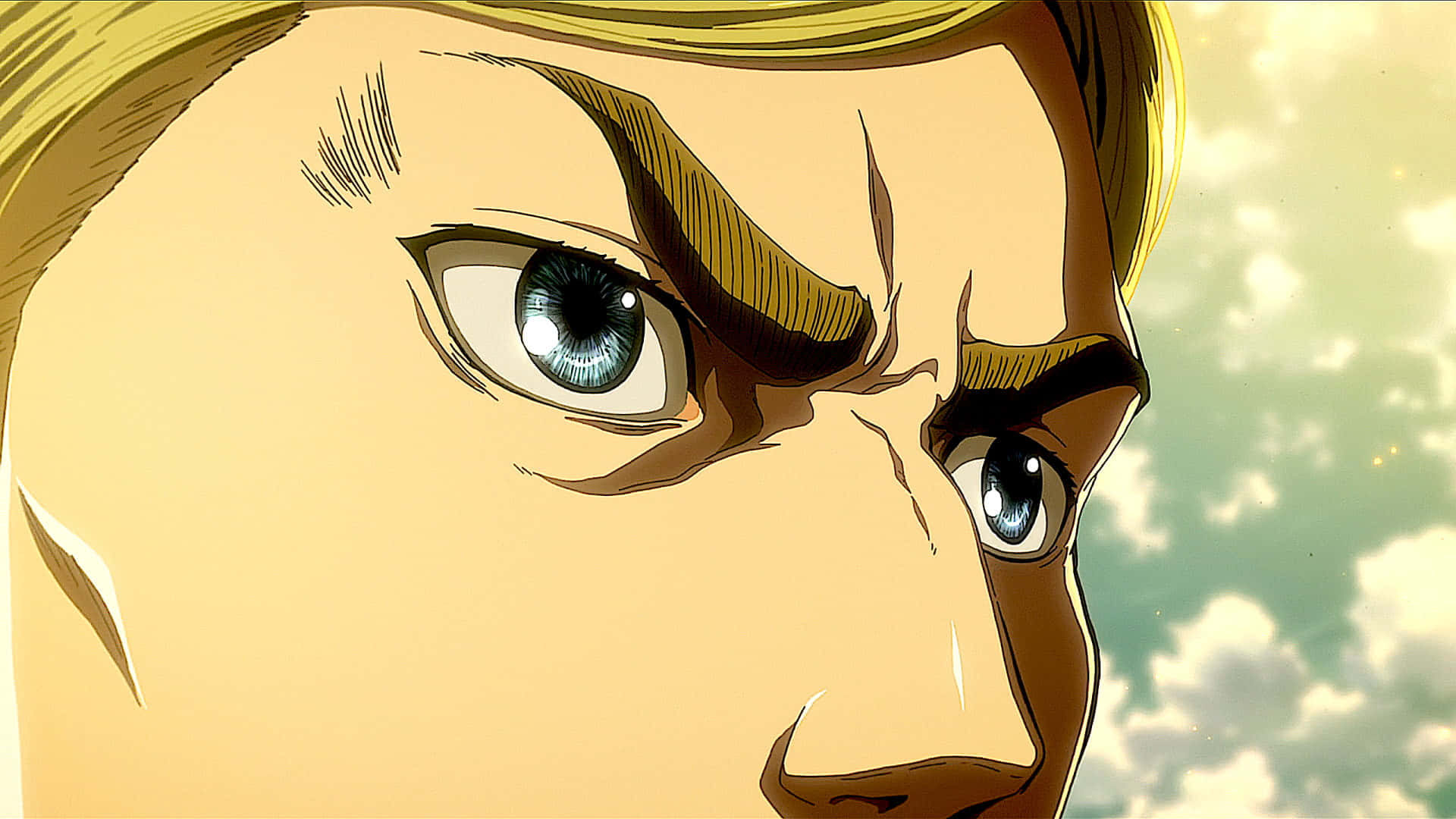 Attack On Titan Season 2, piercing blue eyes, furrowed brows, Full HD Desktop Wallpaper