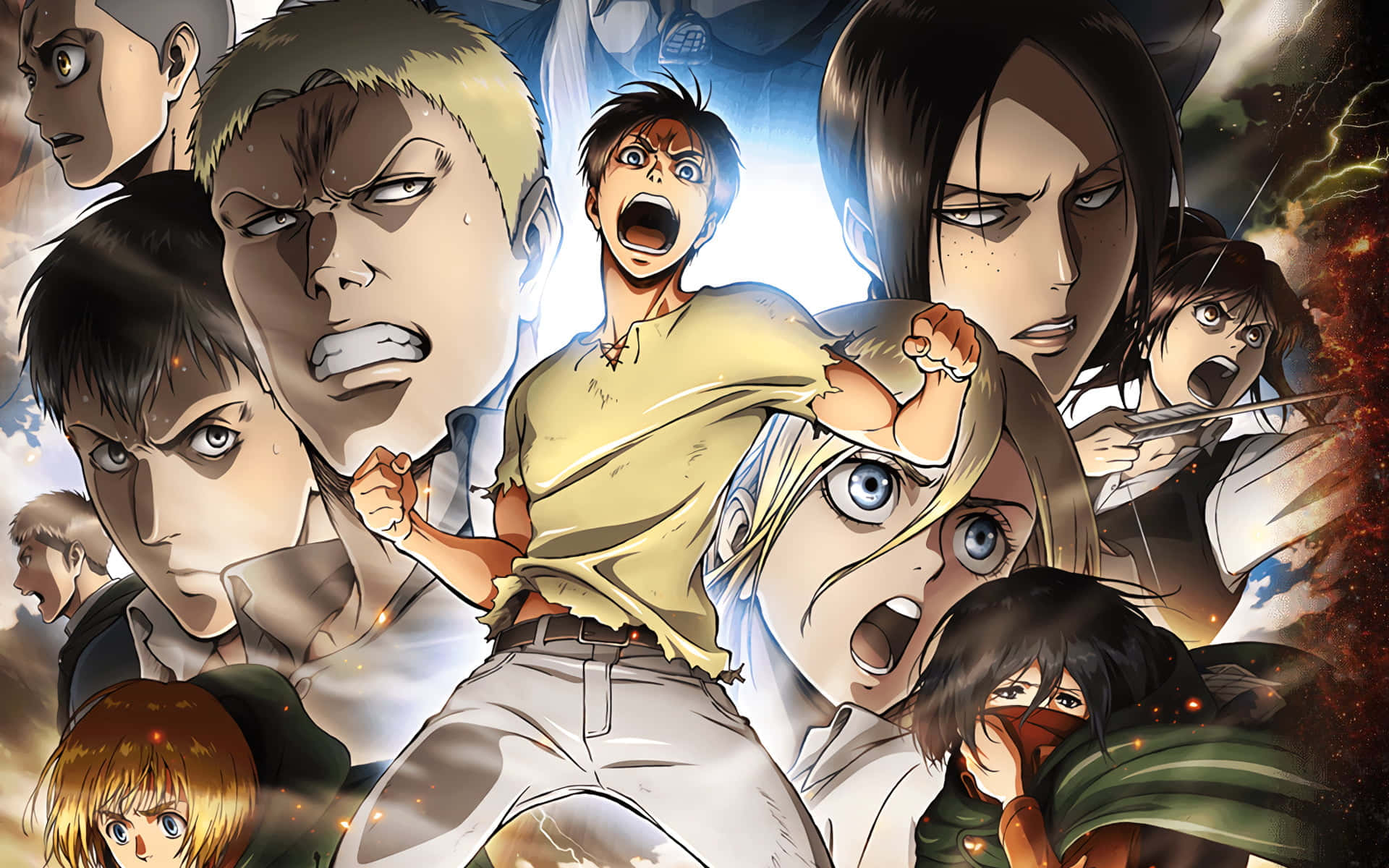 Attack On Titan Season 2, anime collage, intense characters, Full HD Desktop Wallpaper