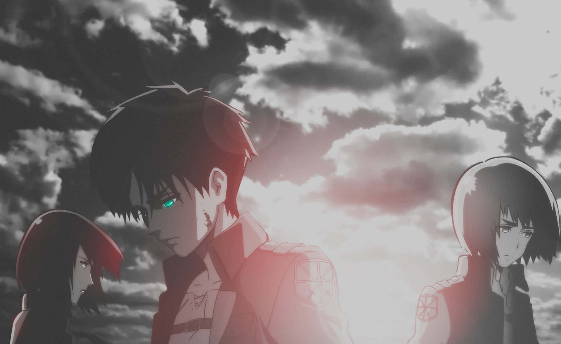 Attack On Titan Season 1, cloudy sky, glowing sunset, Full HD Desktop Wallpaper
