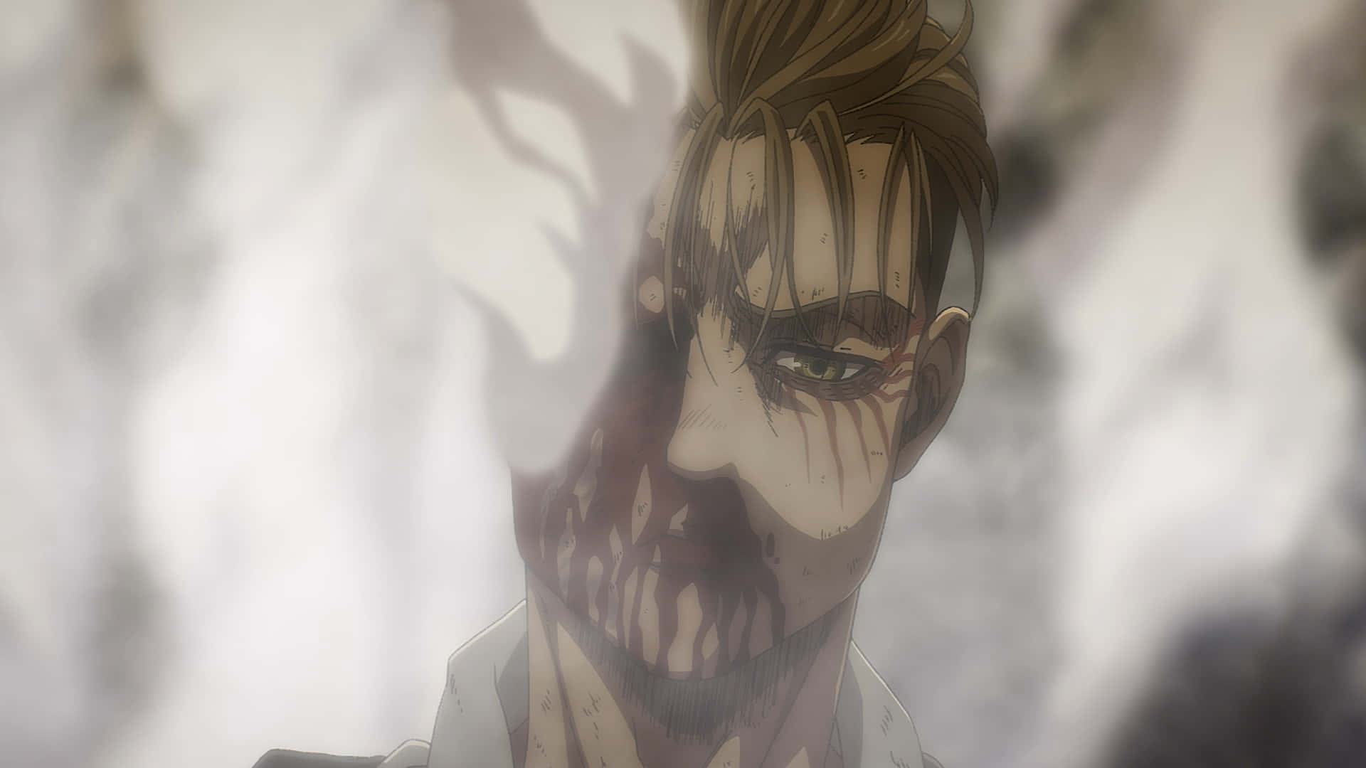 Attack On Titan Season 3, anime portrait, man with blood dripping from his face, Full HD Desktop Wallpaper