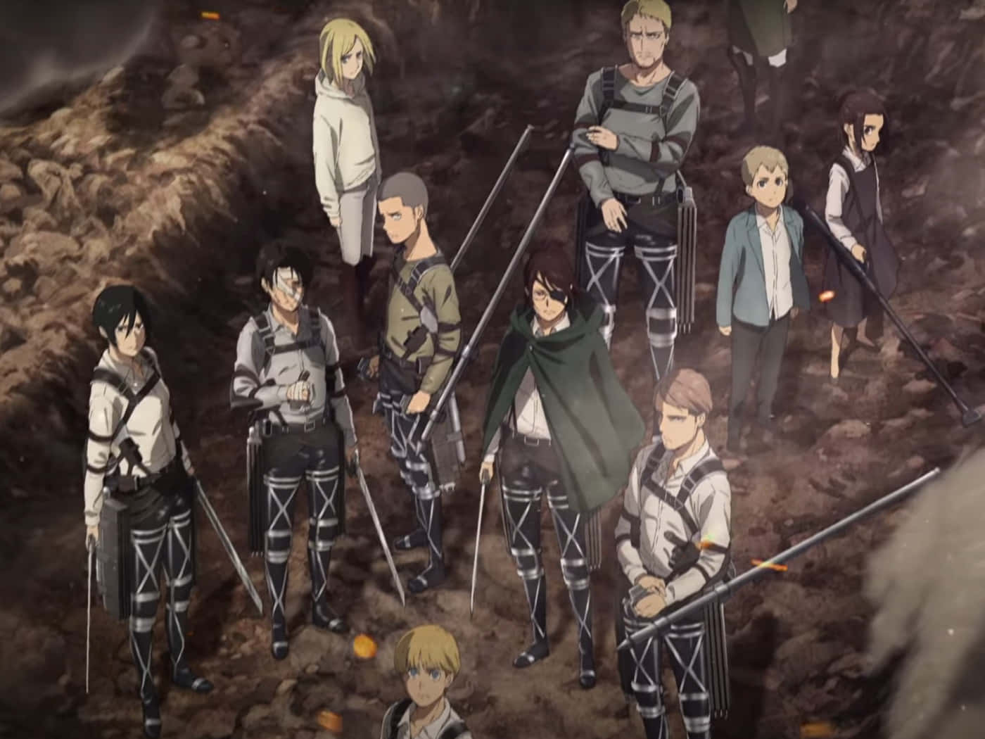 Attack On Titan Season 3, anime characters, combat gear, HD Desktop Wallpaper