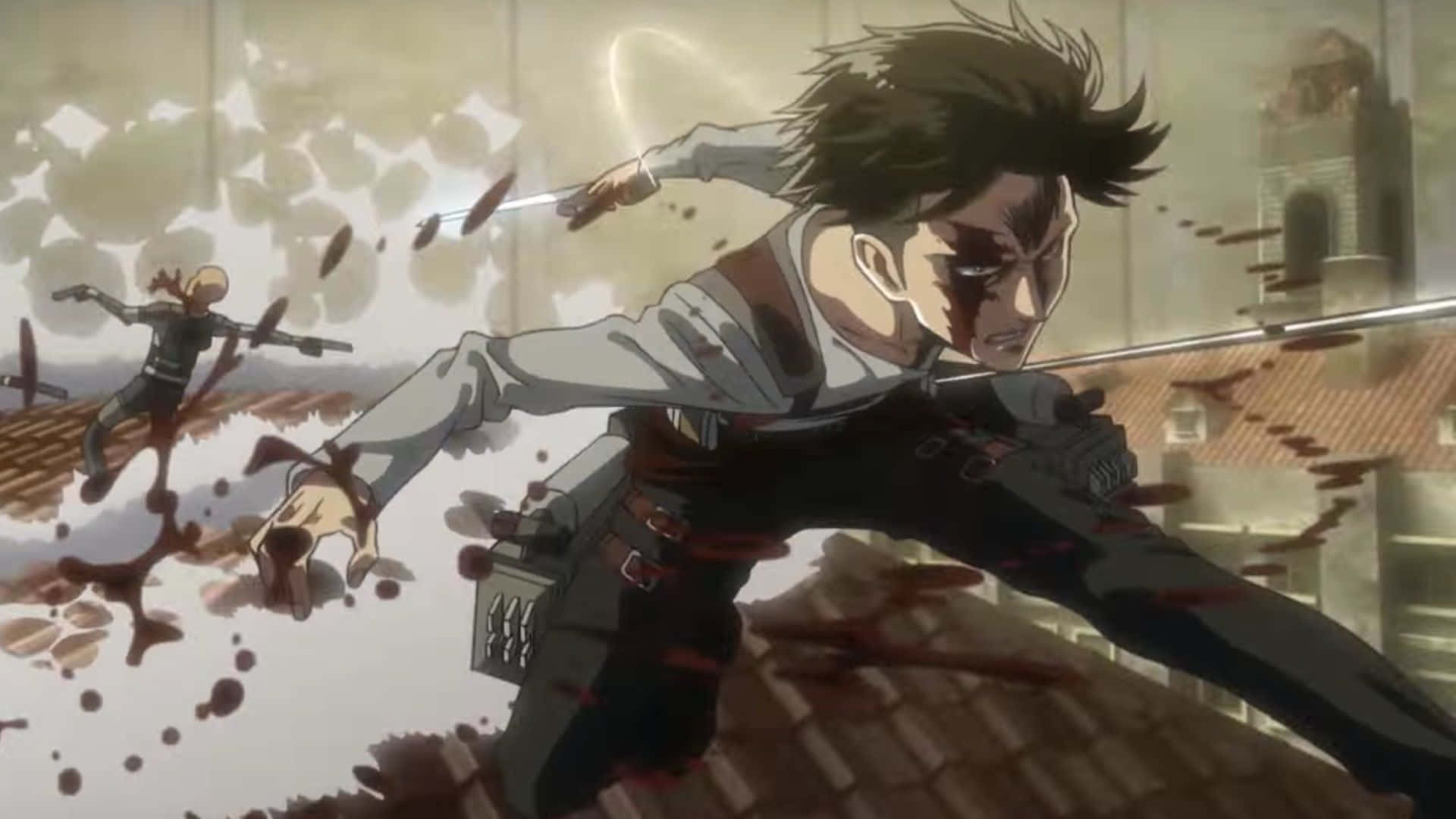 Attack On Titan Season 3, anime warrior, shattered urban battlefield, Full HD Desktop Wallpaper