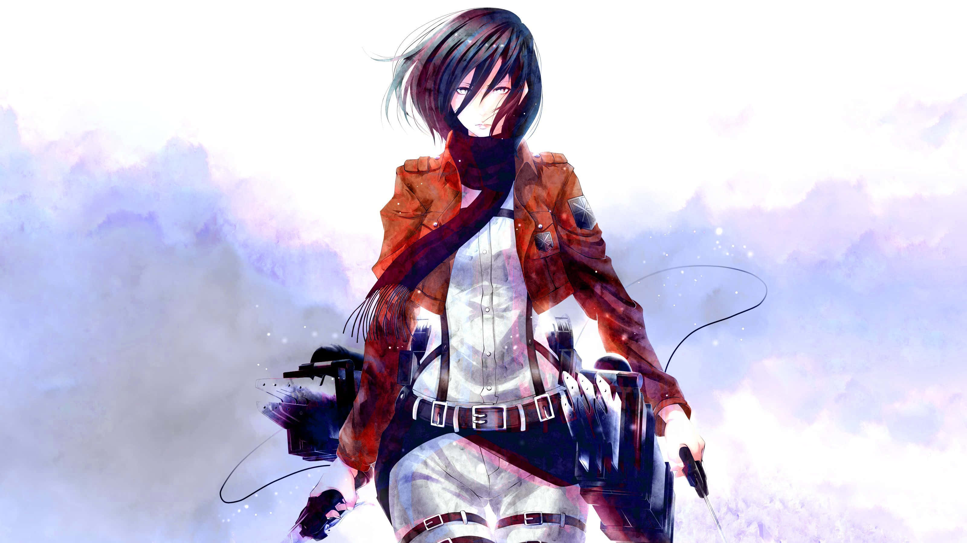 Attack On Titan Season 3, anime girl, red jacket, 2K Desktop Wallpaper