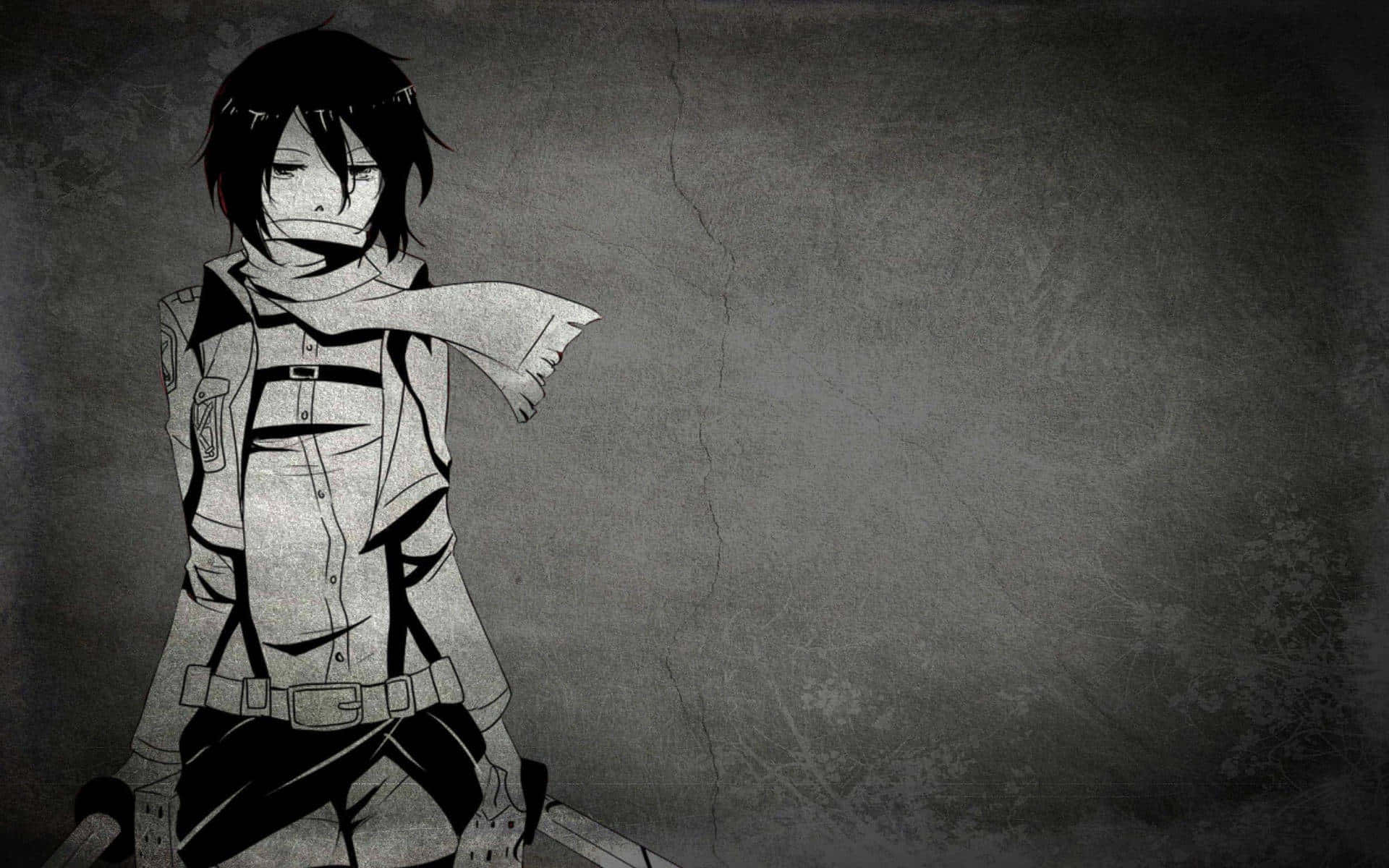 Attack On Titan Season 3, monochrome anime character, scarf, Full HD Desktop Wallpaper