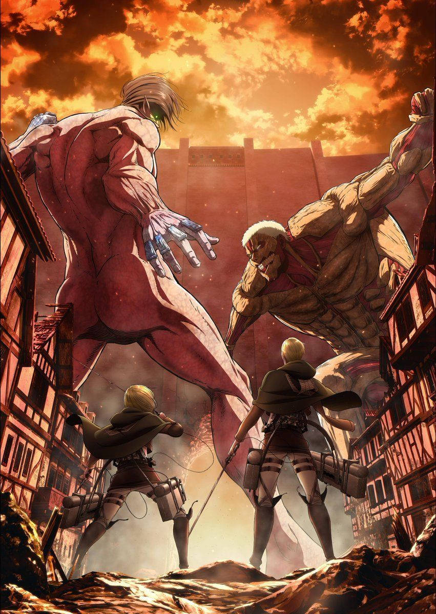 Attack On Titan Season 4, colossal titans, armored soldiers, SD Phone Wallpaper