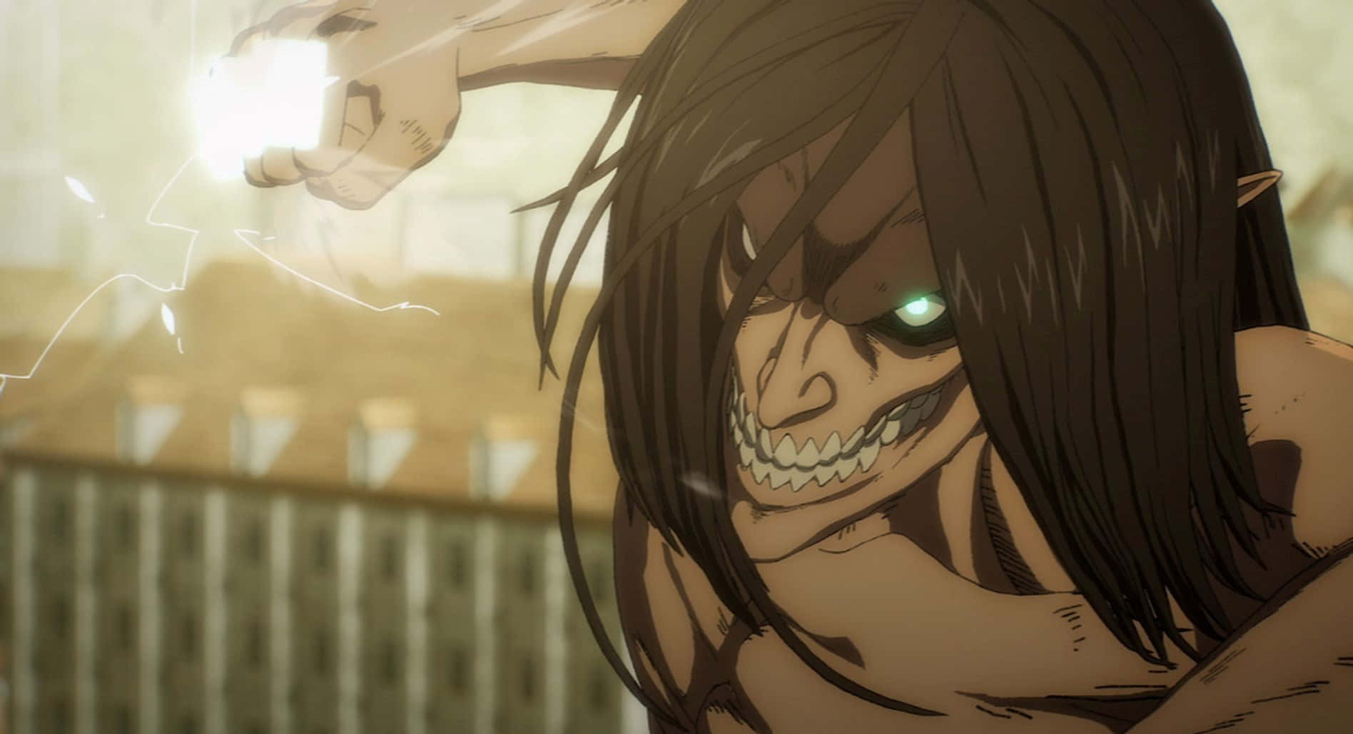 Attack On Titan The Final Season, glowing green eyes, sharp teeth, HD Desktop Wallpaper