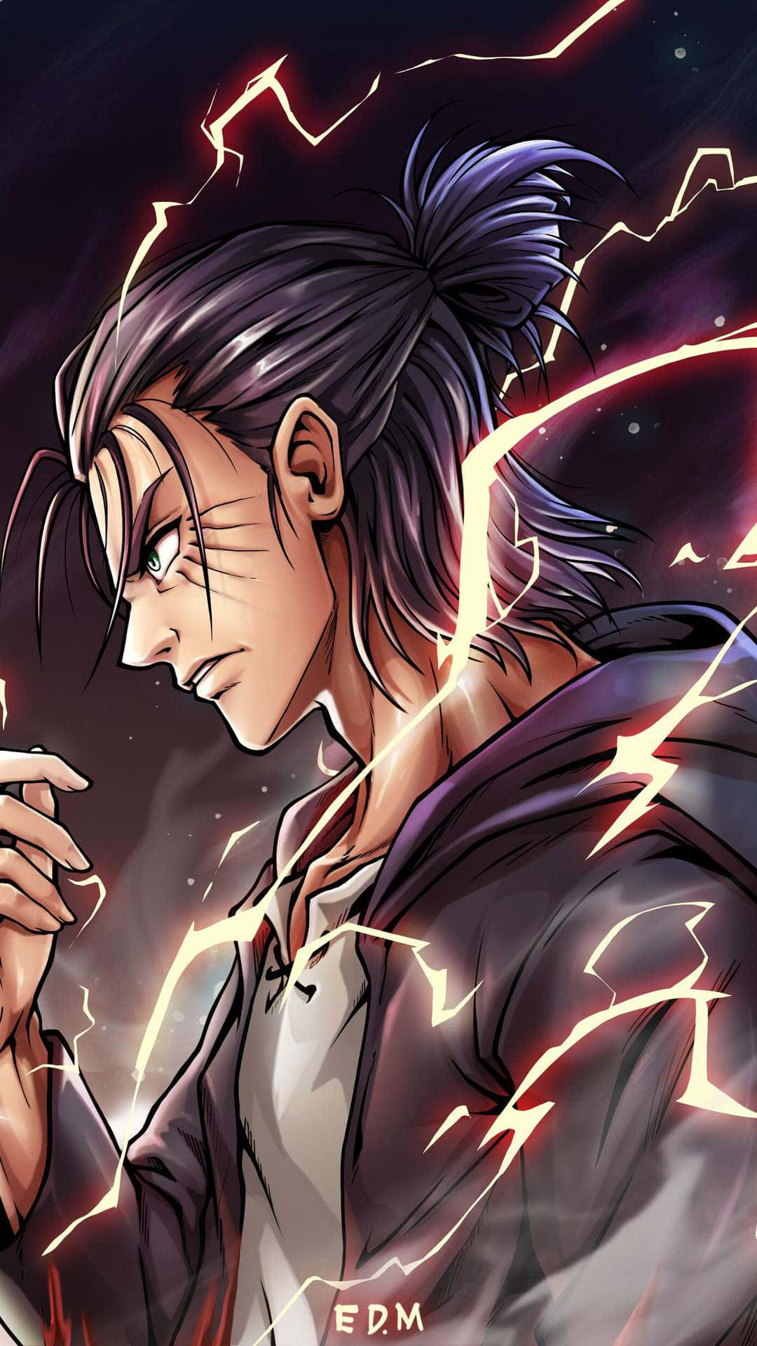 Attack On Titan The Final Season, starry night sky, glowing lightning, Full HD Phone Wallpaper