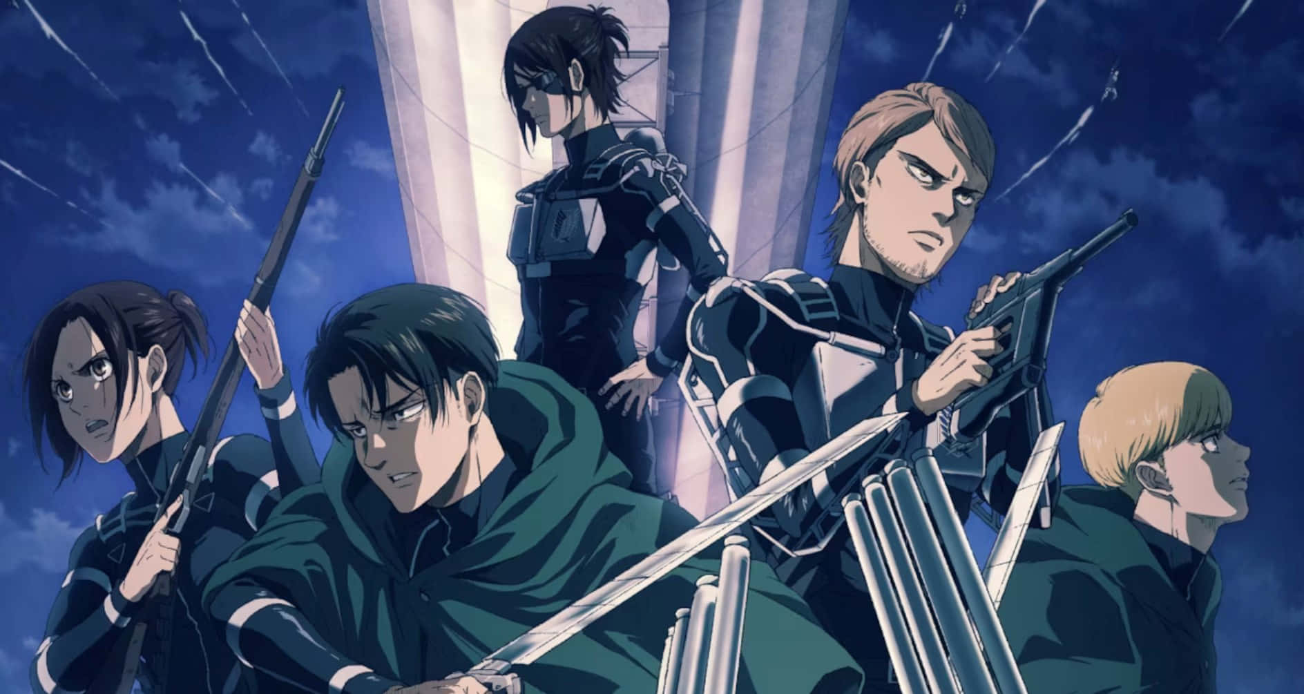Attack On Titan The Final Season, dark uniforms, rifles, HD Desktop Wallpaper