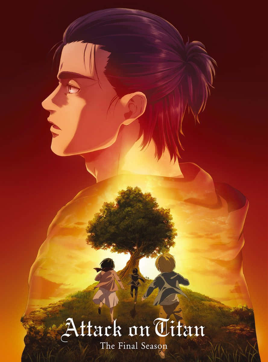 Attack On Titan The Final Season, sunset, three children, SD Phone Wallpaper