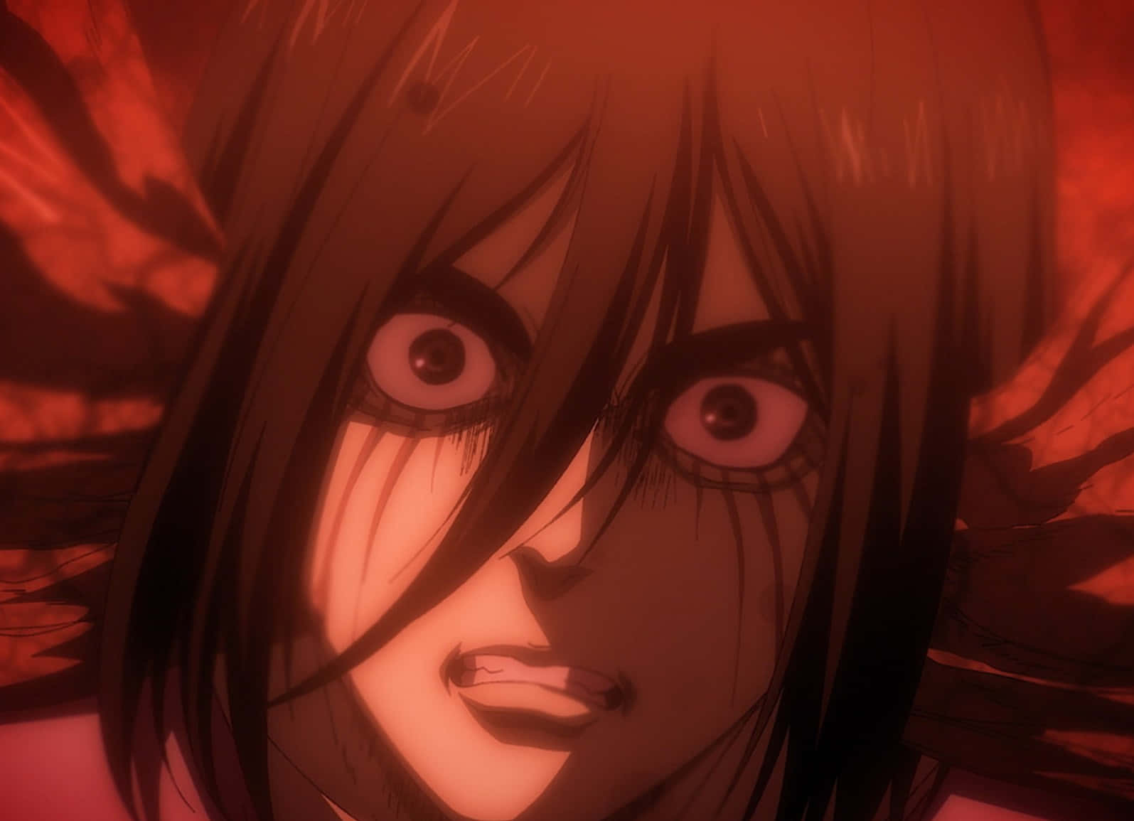 Attack On Titan The Final Season, red light, fiery background, HD Desktop Wallpaper