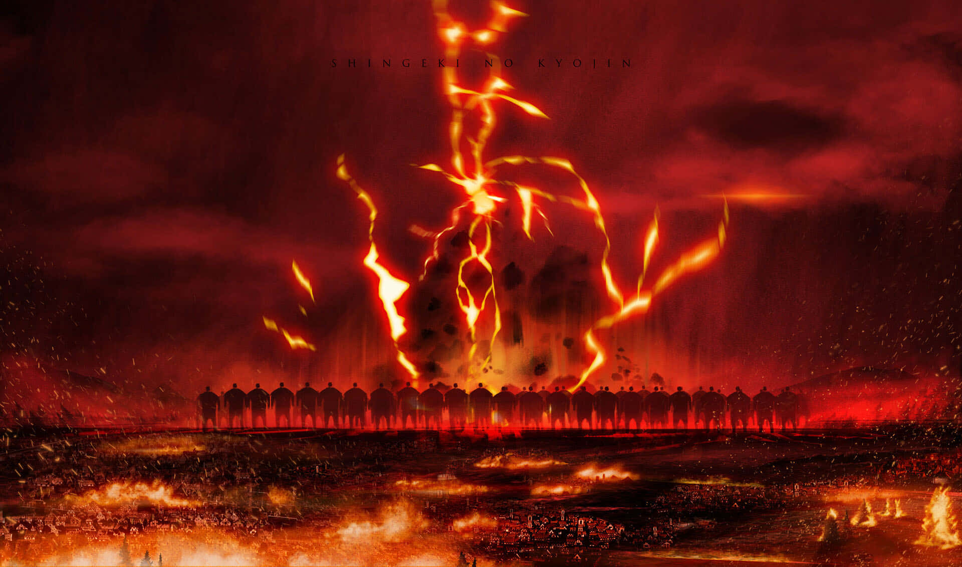 Attack On Titan The Final Season, volcano, fiery lightning, Full HD Desktop Wallpaper