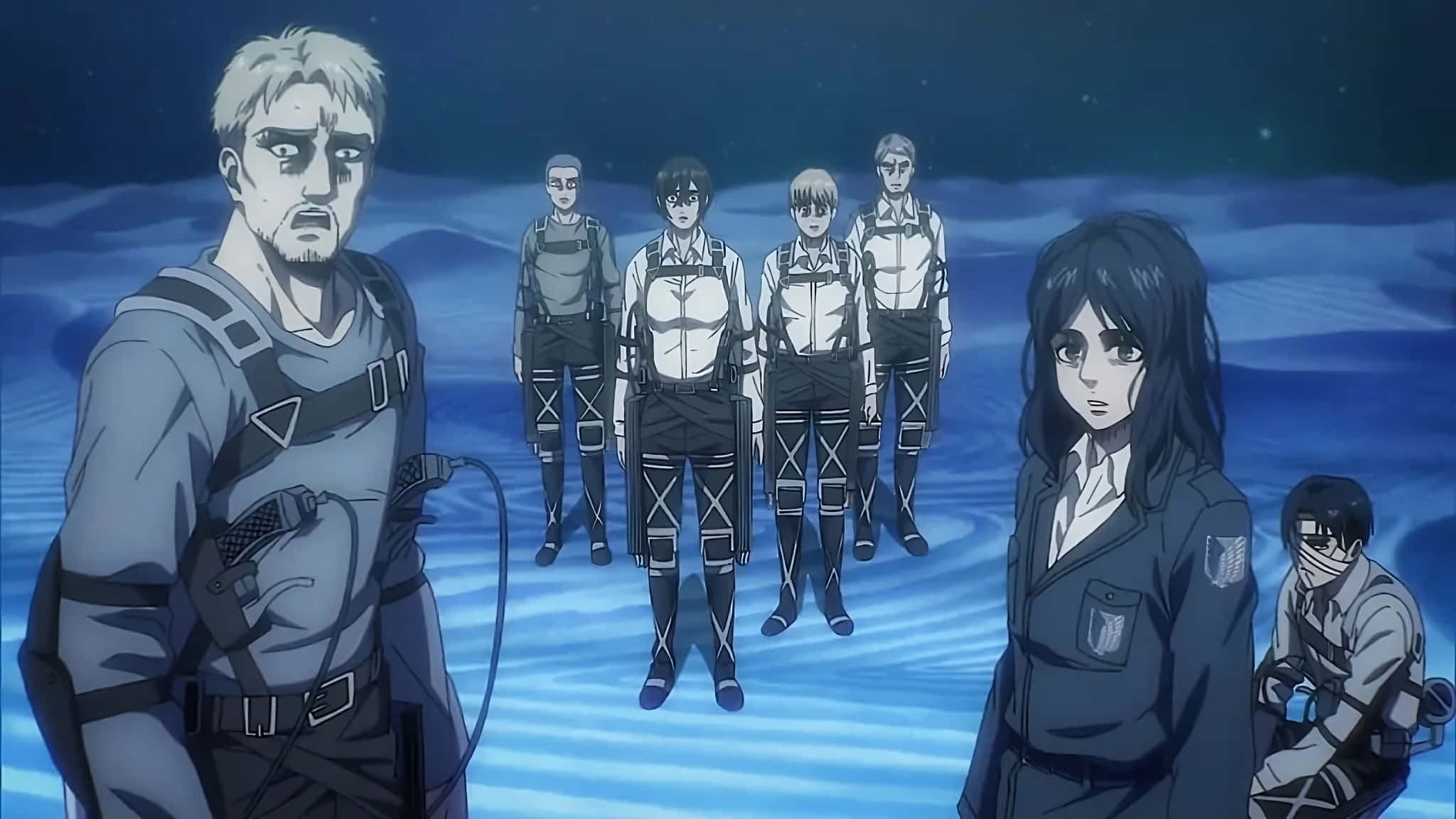 Attack On Titan The Final Season, military gear, glowing blue icy field, Full HD Desktop Wallpaper