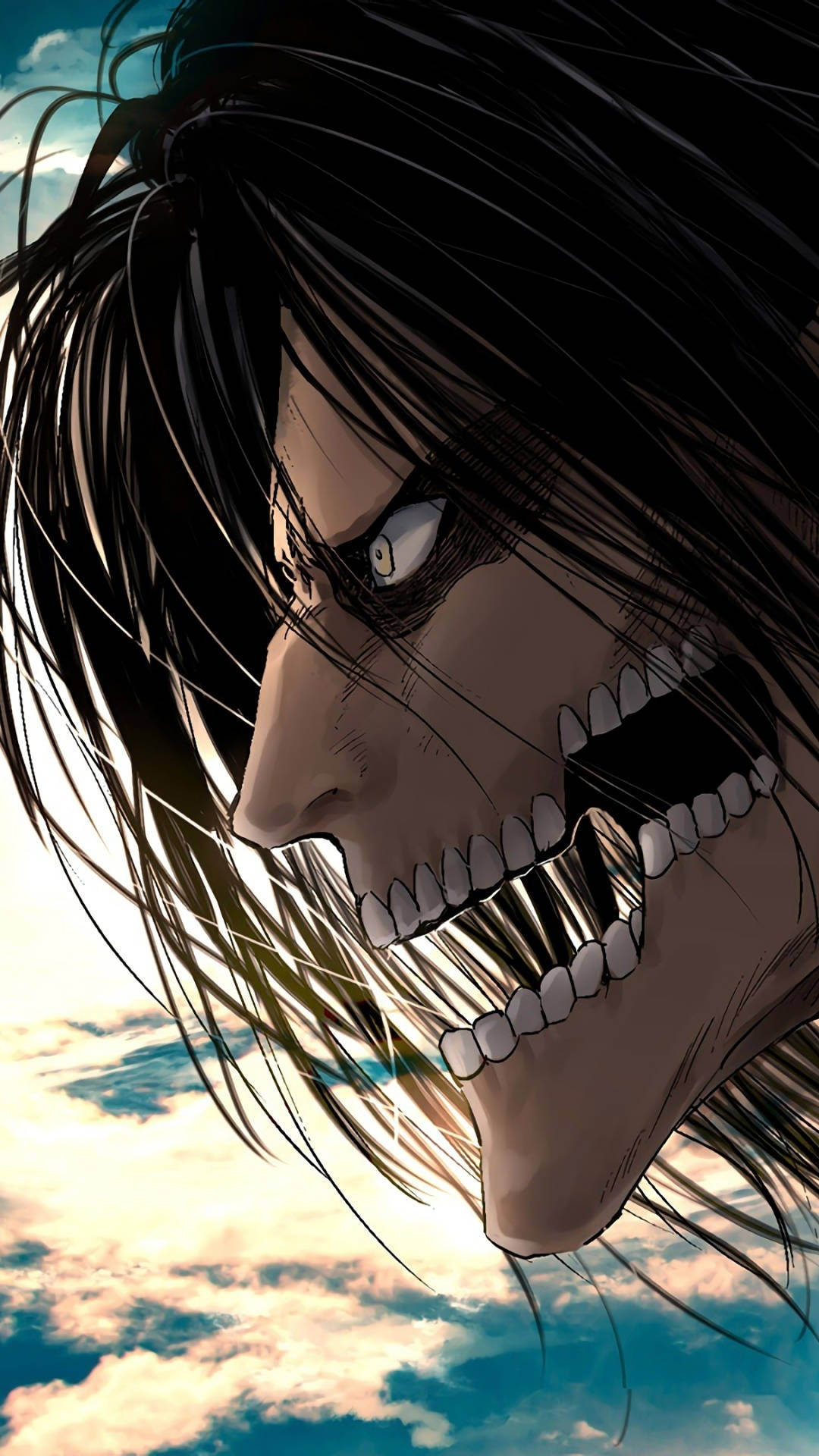 Eren Titan, profile view, wild black hair, Full HD Phone Wallpaper