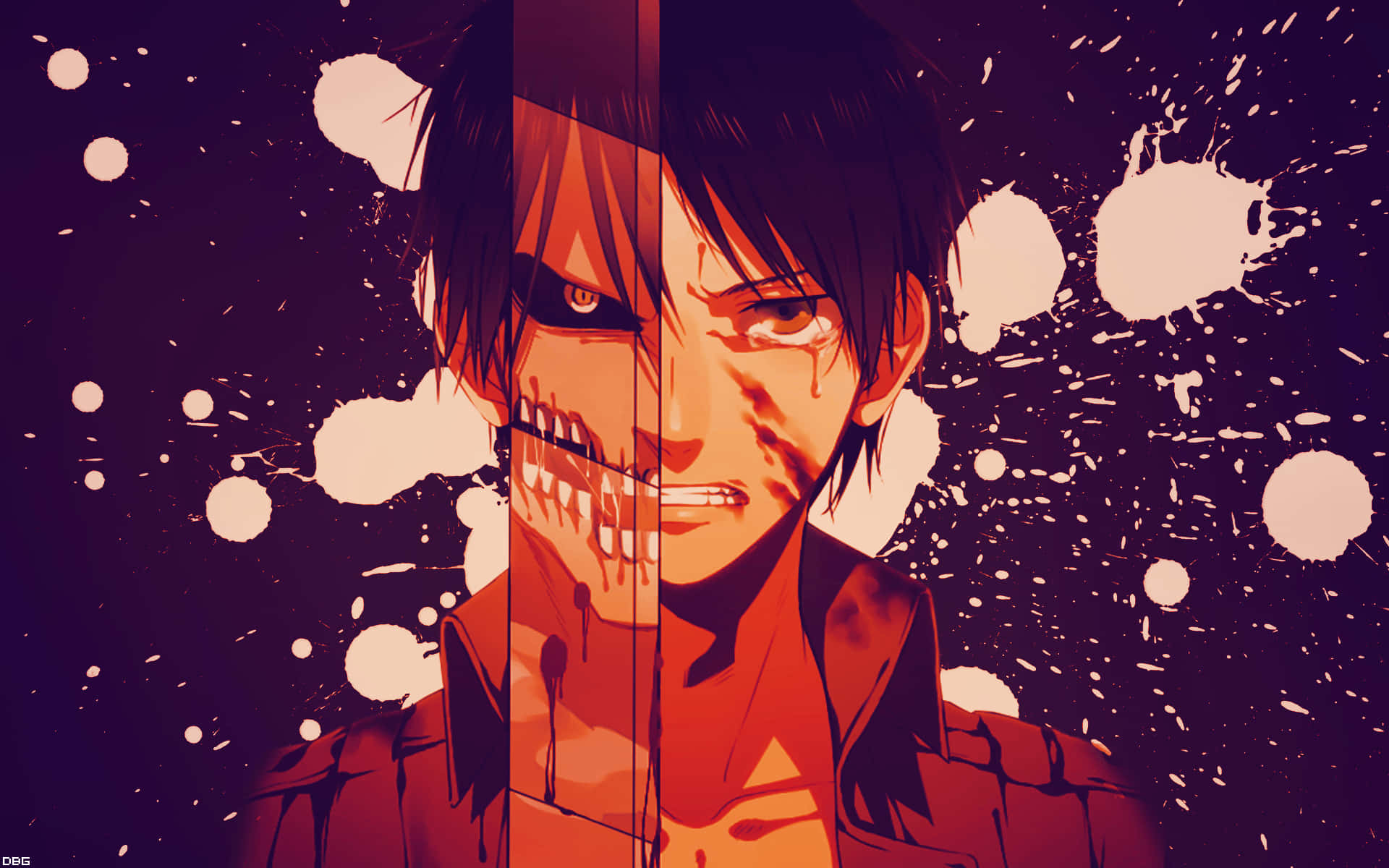 Attack On Titan, Titan Eren, split-face anime character, Full HD Desktop Wallpaper