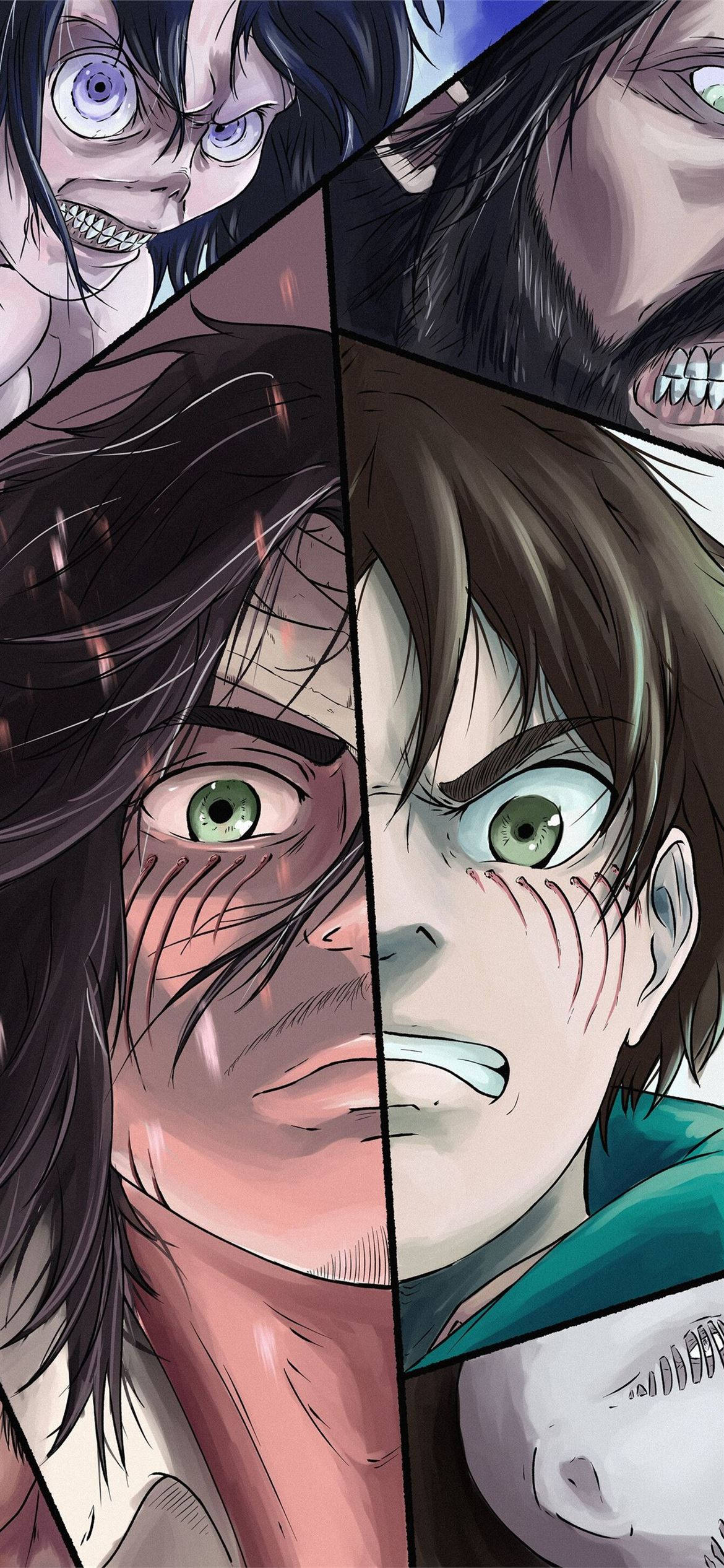 Eren, anime faces, glowing eyes, Full HD Phone Wallpaper