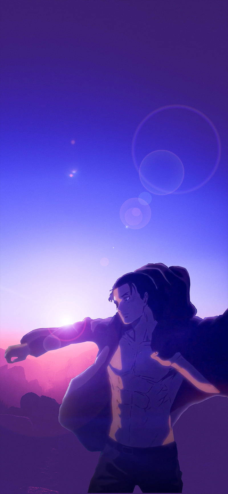 Eren, Twilight, vibrant purple and pink sunset sky, HD Phone Wallpaper