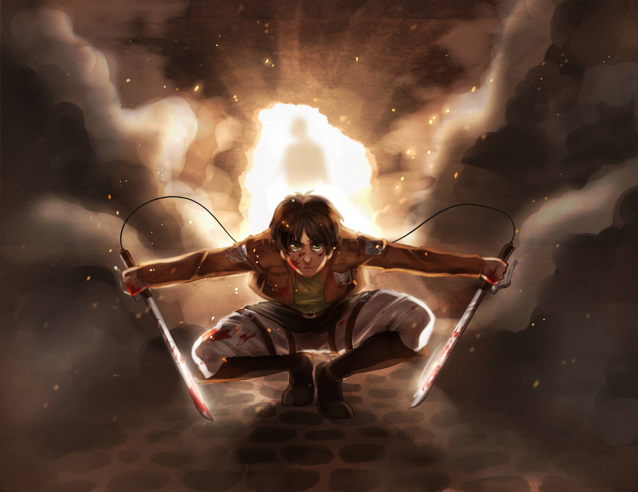 Attack On Titan, Titan Eren, dual blades, Full HD Desktop Wallpaper