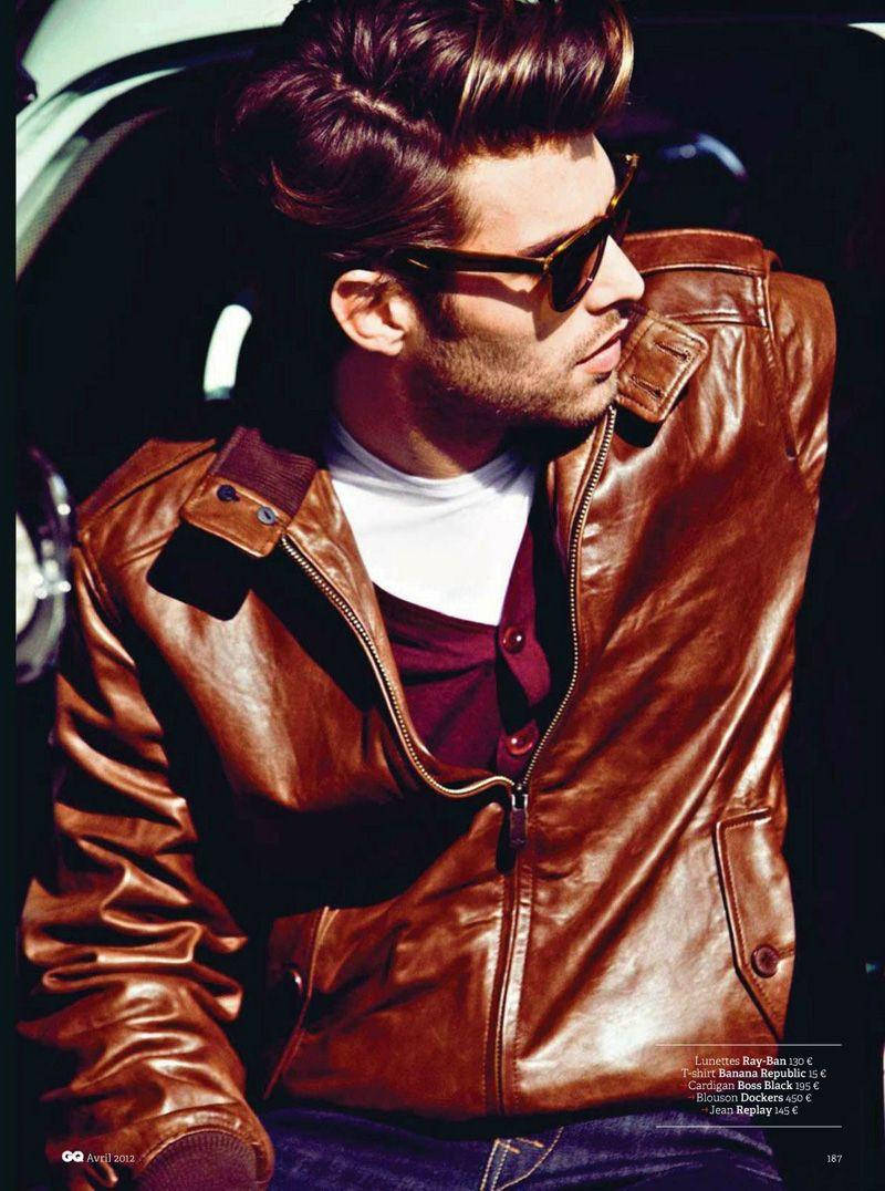 brown leather jacket, sunglasses, car, SD Phone Wallpaper