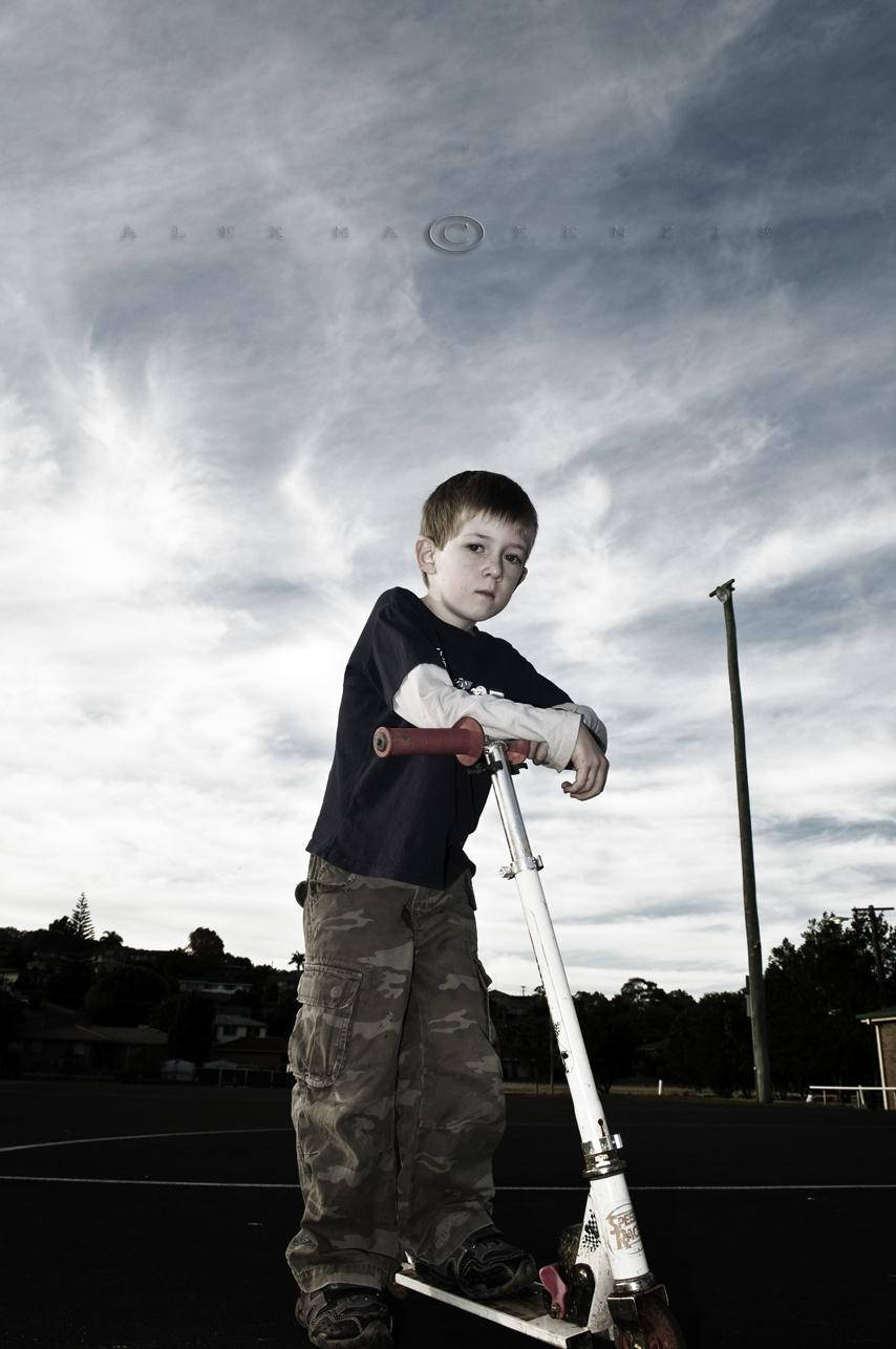 Attitude Boy, scooter, cloudy sky, HD Phone Wallpaper