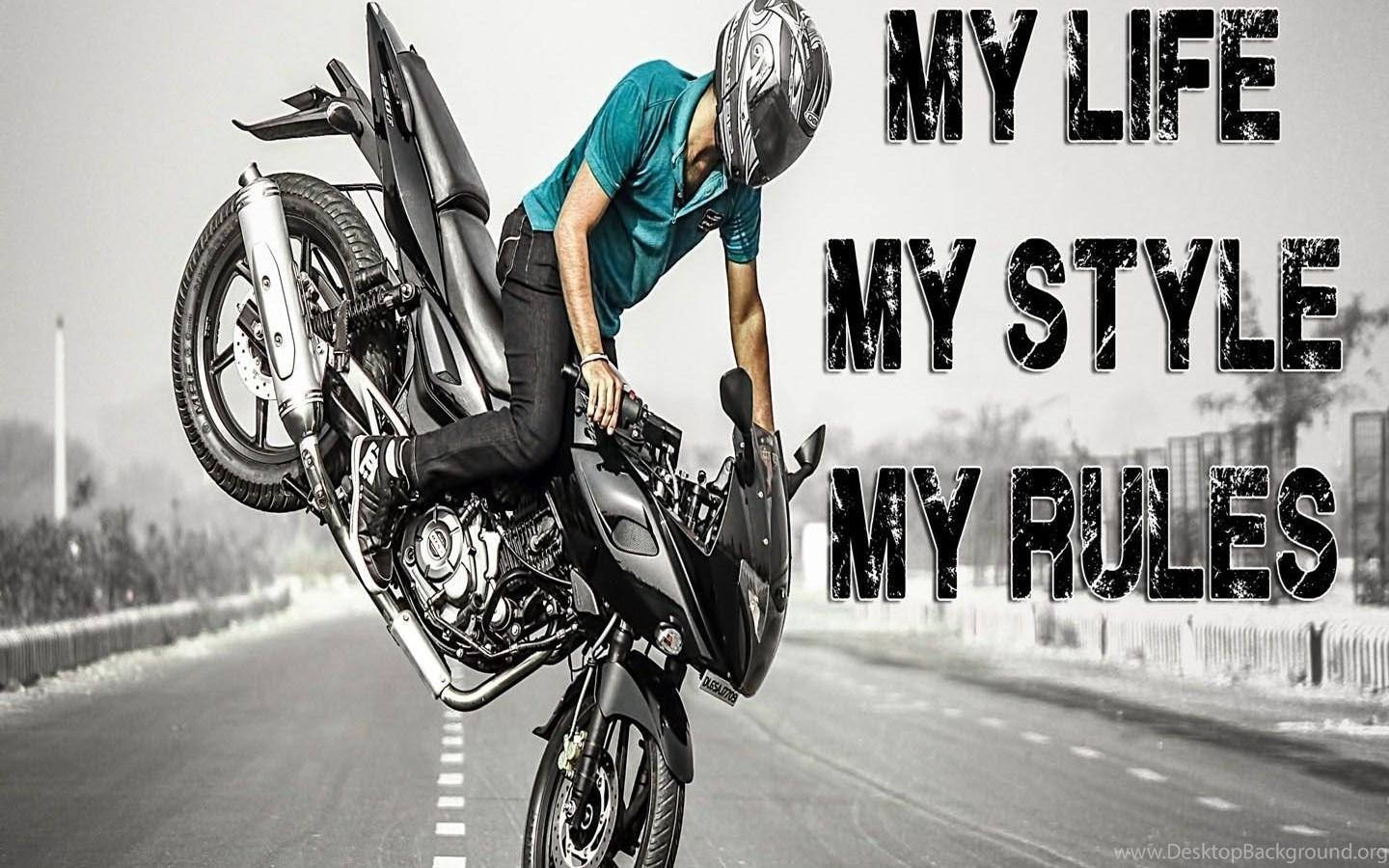 Attitude Boys, black sport bike, gray road, HD Desktop Wallpaper