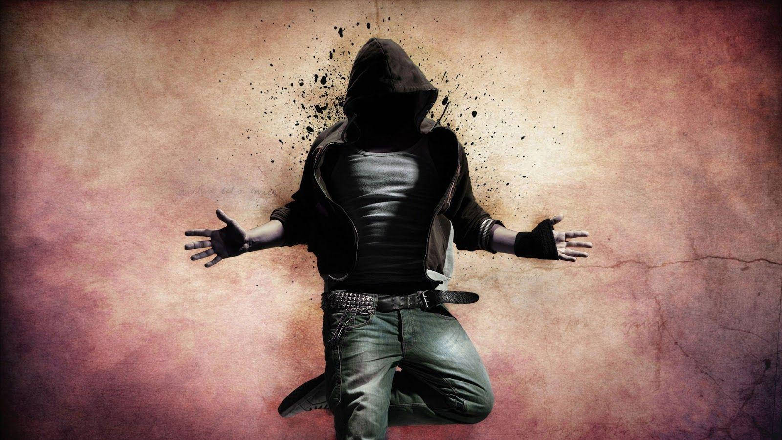 black hoodie, leather jacket, jeans, HD Desktop Wallpaper