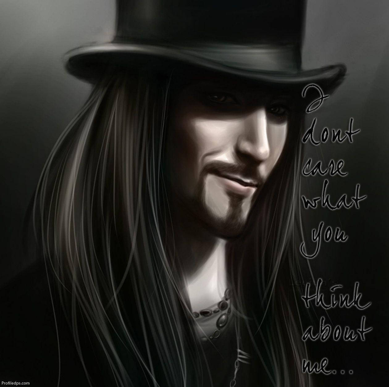 Attitude Boy, long black hair, top hat, SD Desktop Wallpaper