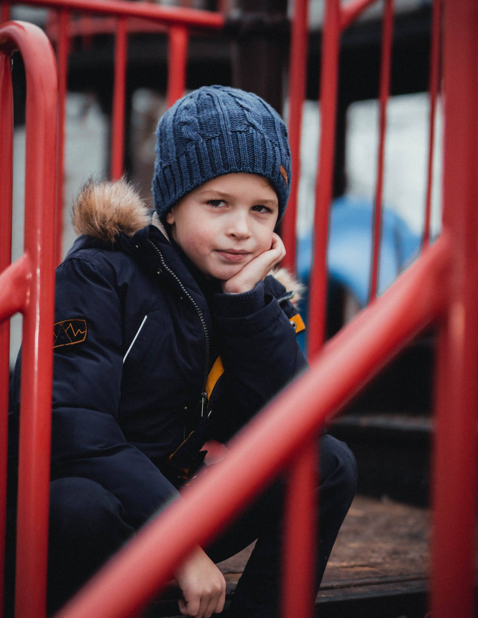 Attitude Boy, playground, red playground stairs, Full HD Phone Wallpaper