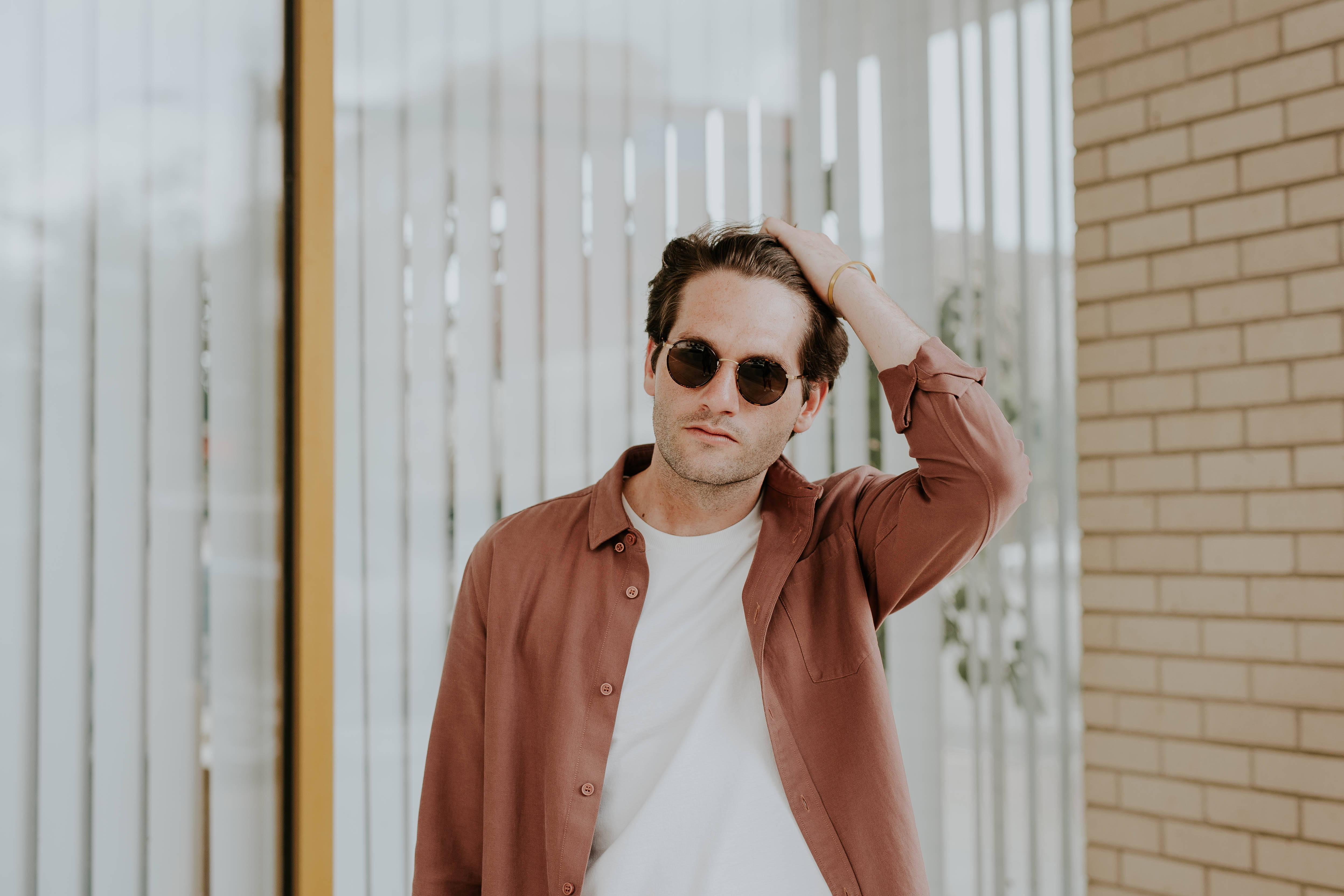 Attitude Boy, brown jacket, sunglasses, 4K Desktop Wallpaper