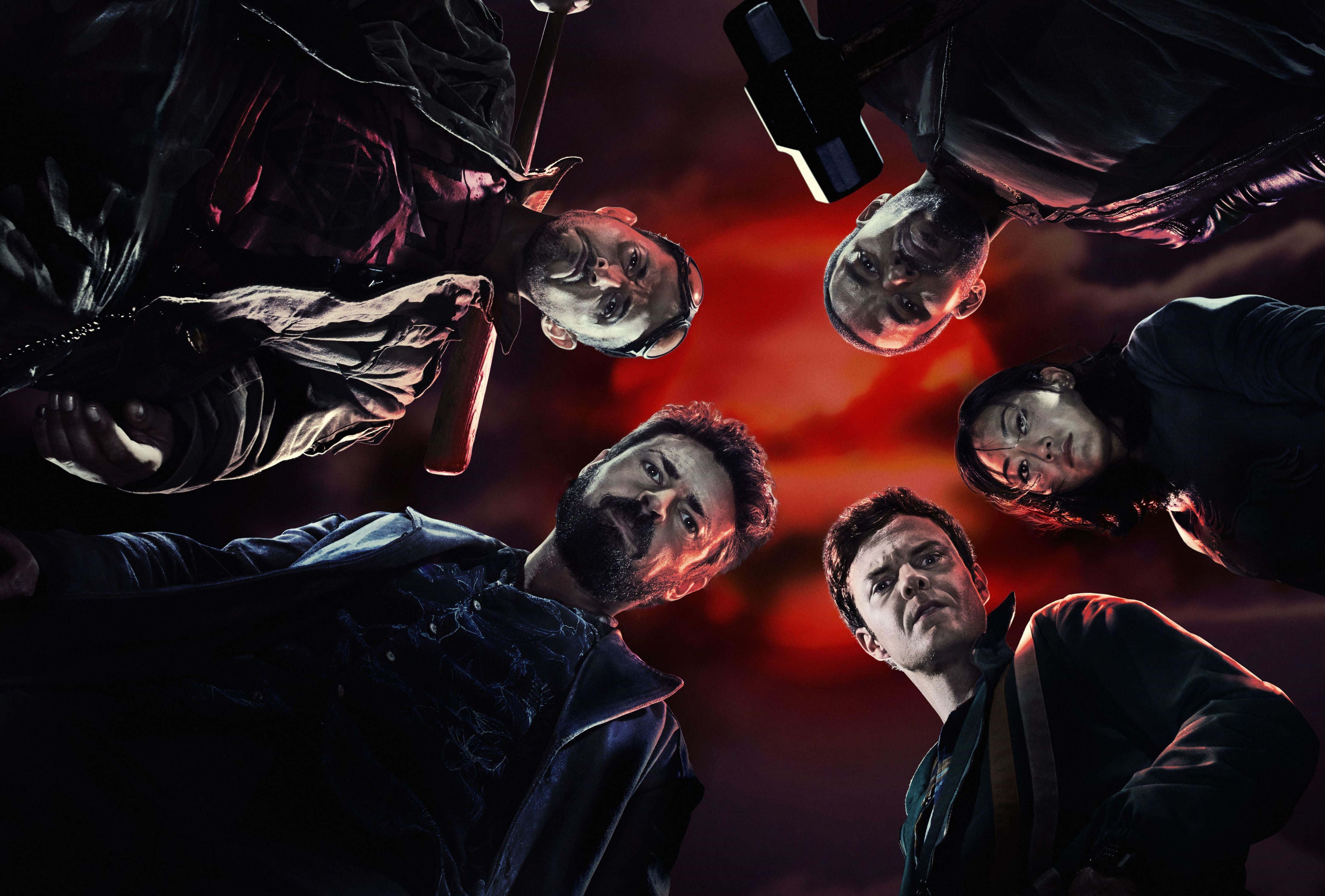 The Boys, dark jackets, fiery red sky, 4K Desktop Wallpaper