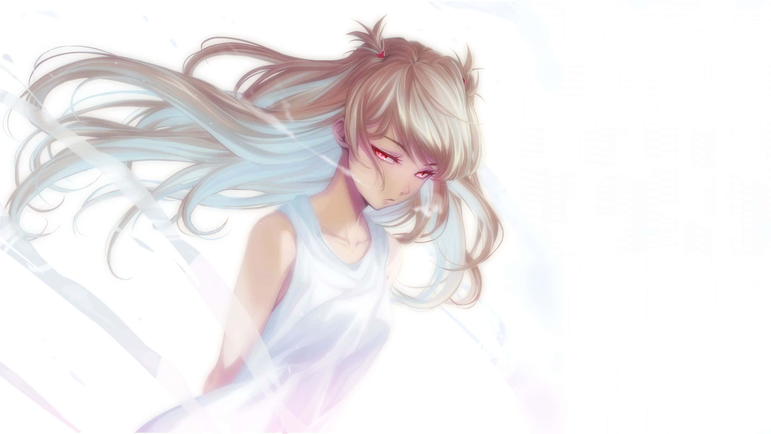 Attitude Red Eyes Girl, anime cartoon, blonde hair, 2K Desktop Wallpaper