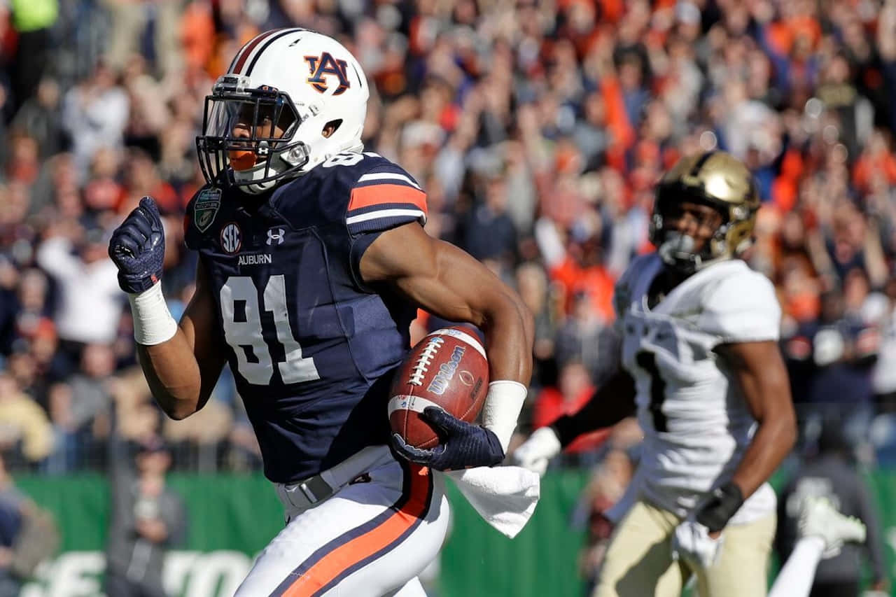 Auburn Football, number 81, navy blue and orange uniform, HD Desktop Wallpaper