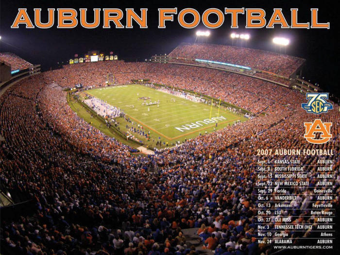 Auburn Stadium, night, football game, SD Desktop Wallpaper