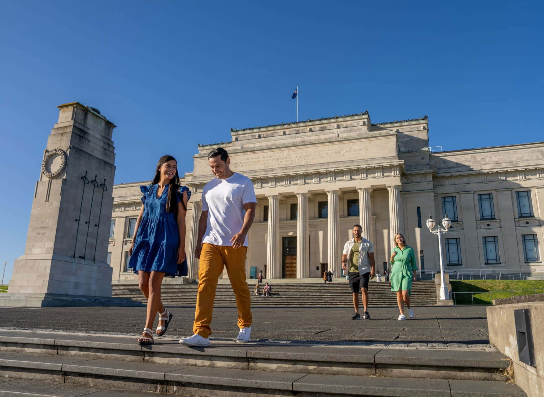 Auckland Museum, sunny day, wide stone steps, HD Desktop Wallpaper